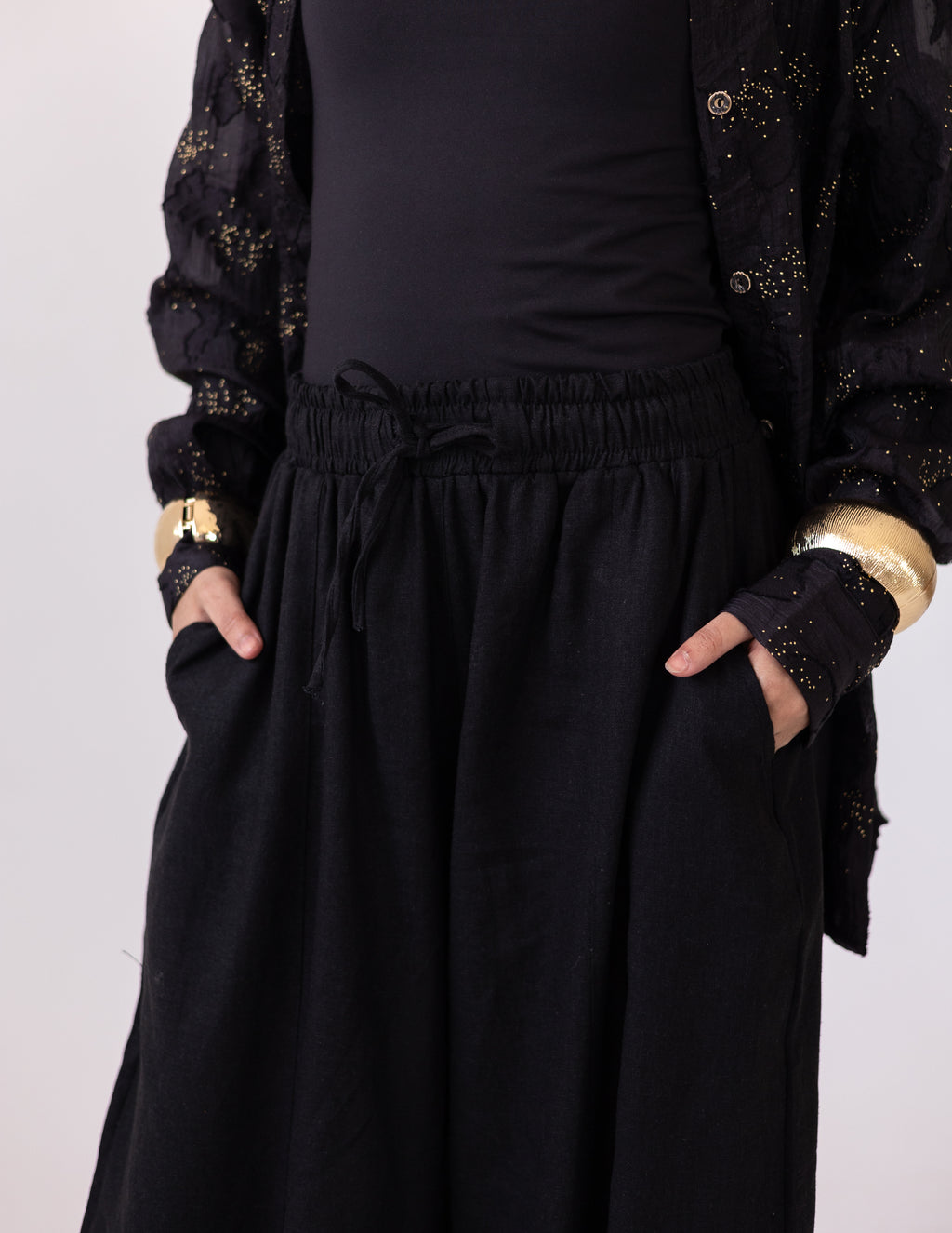 Linen Balloon Fit — Black