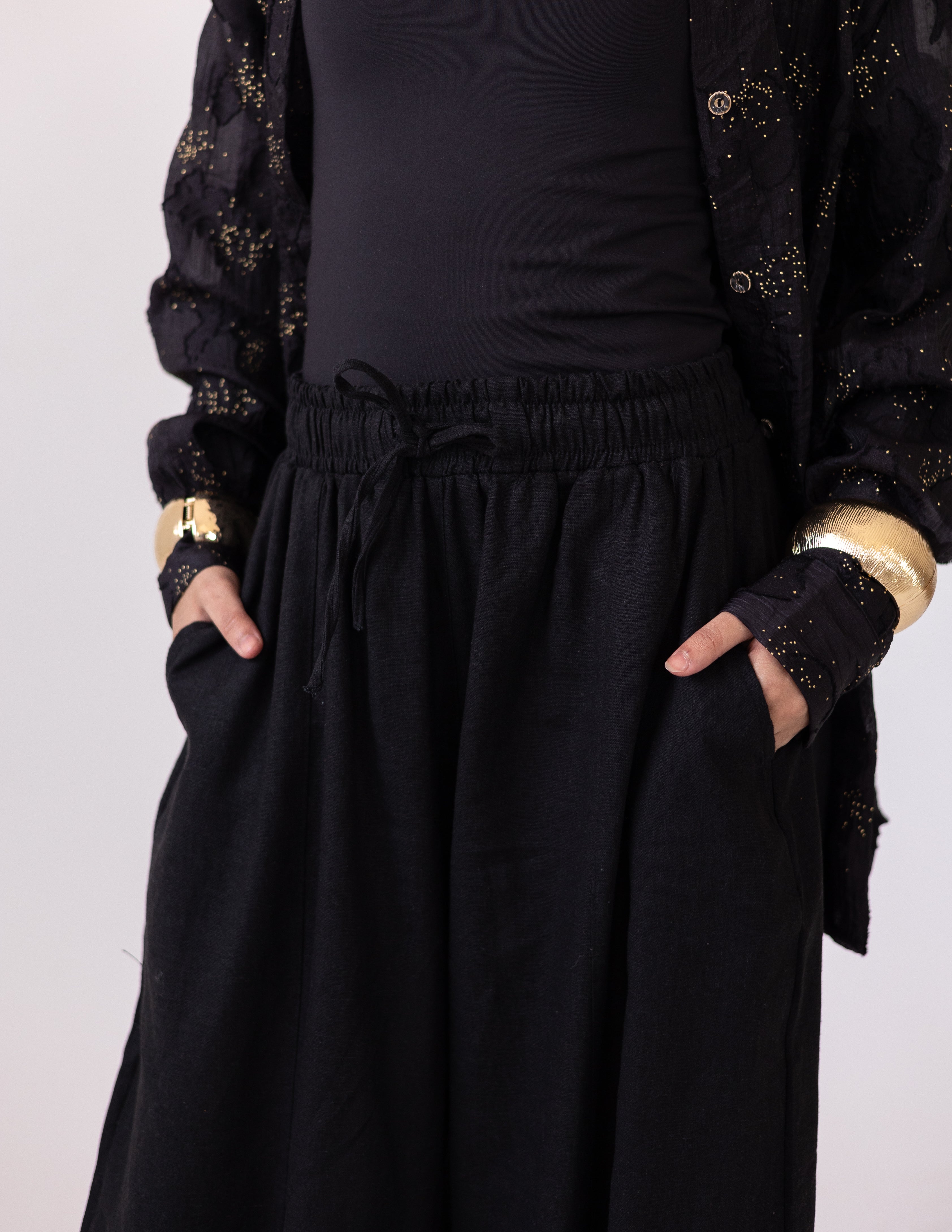 Linen Balloon Fit — Black