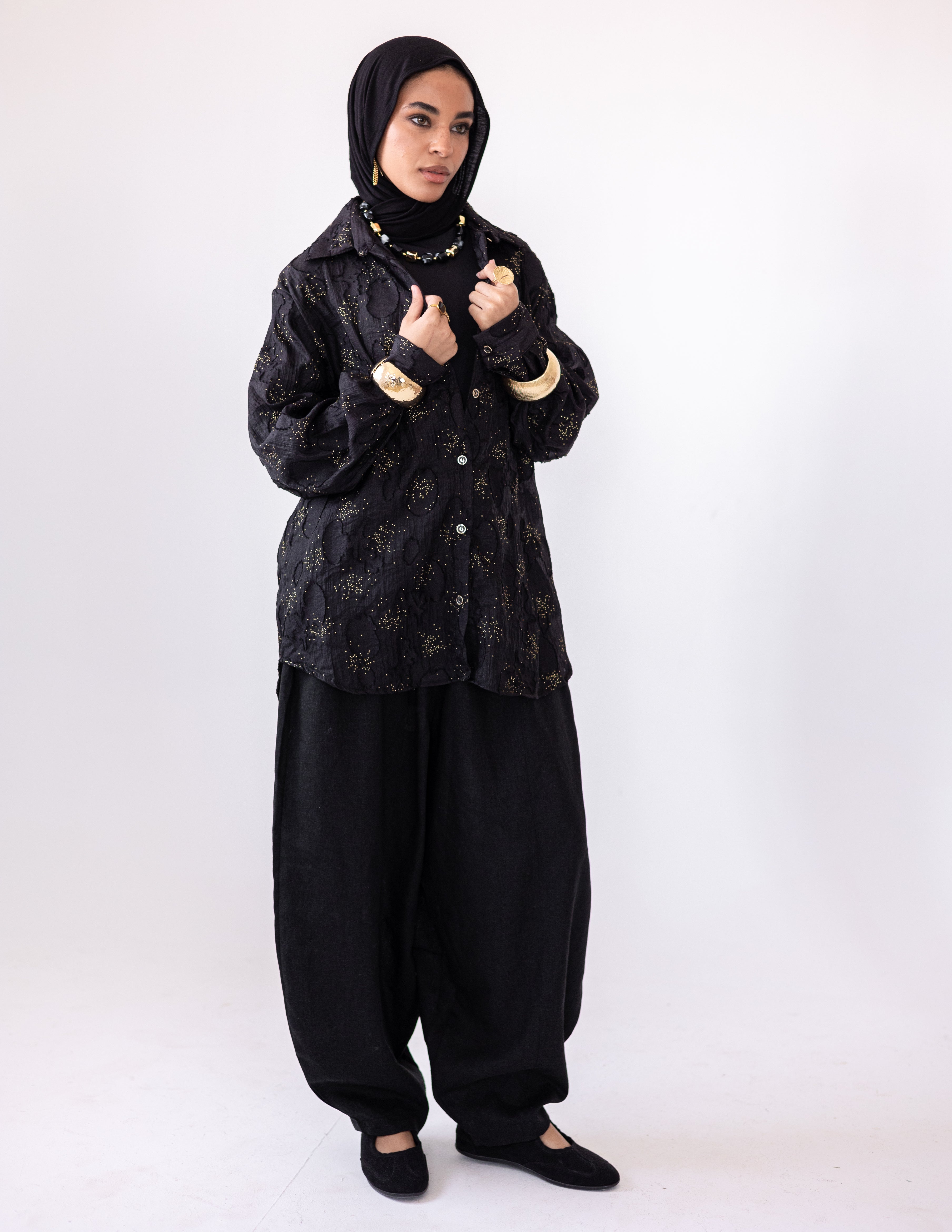 Linen Balloon Fit — Black