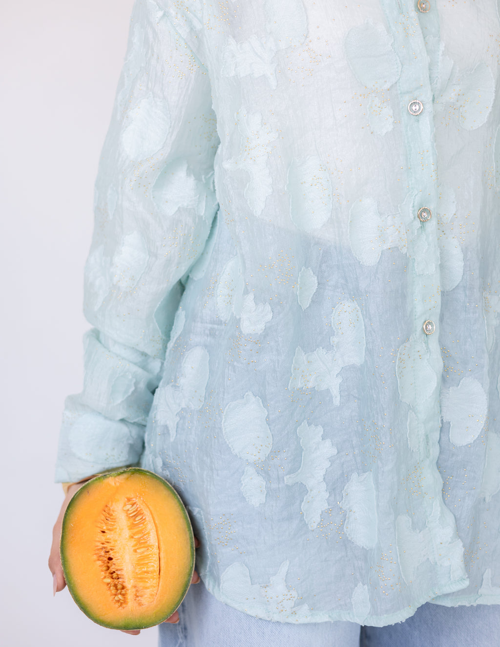 Sheer Blush Shirt — Mint Green