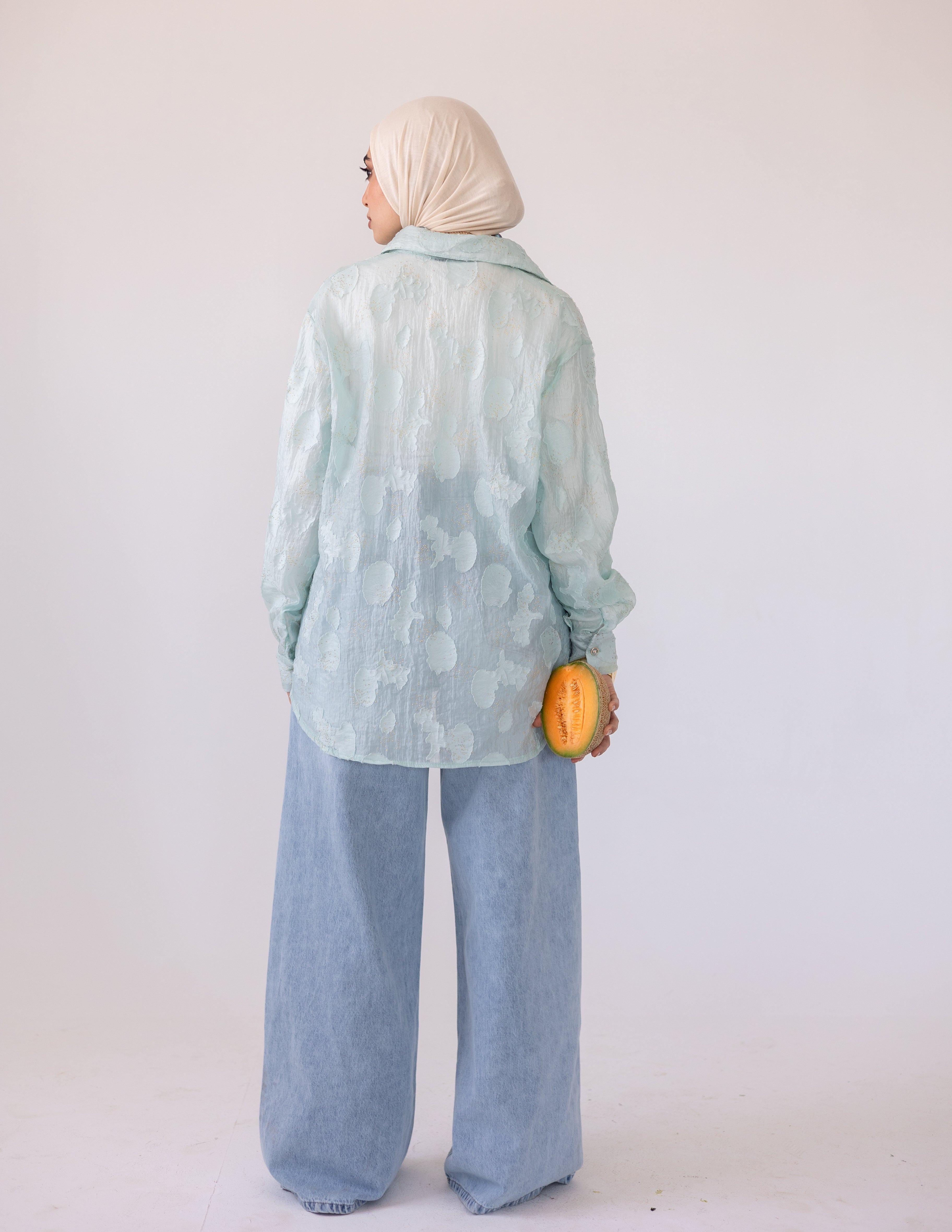 Sheer Blush Shirt — Mint Green