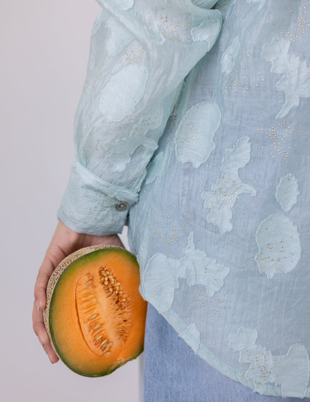 Sheer Blush Shirt — Mint Green