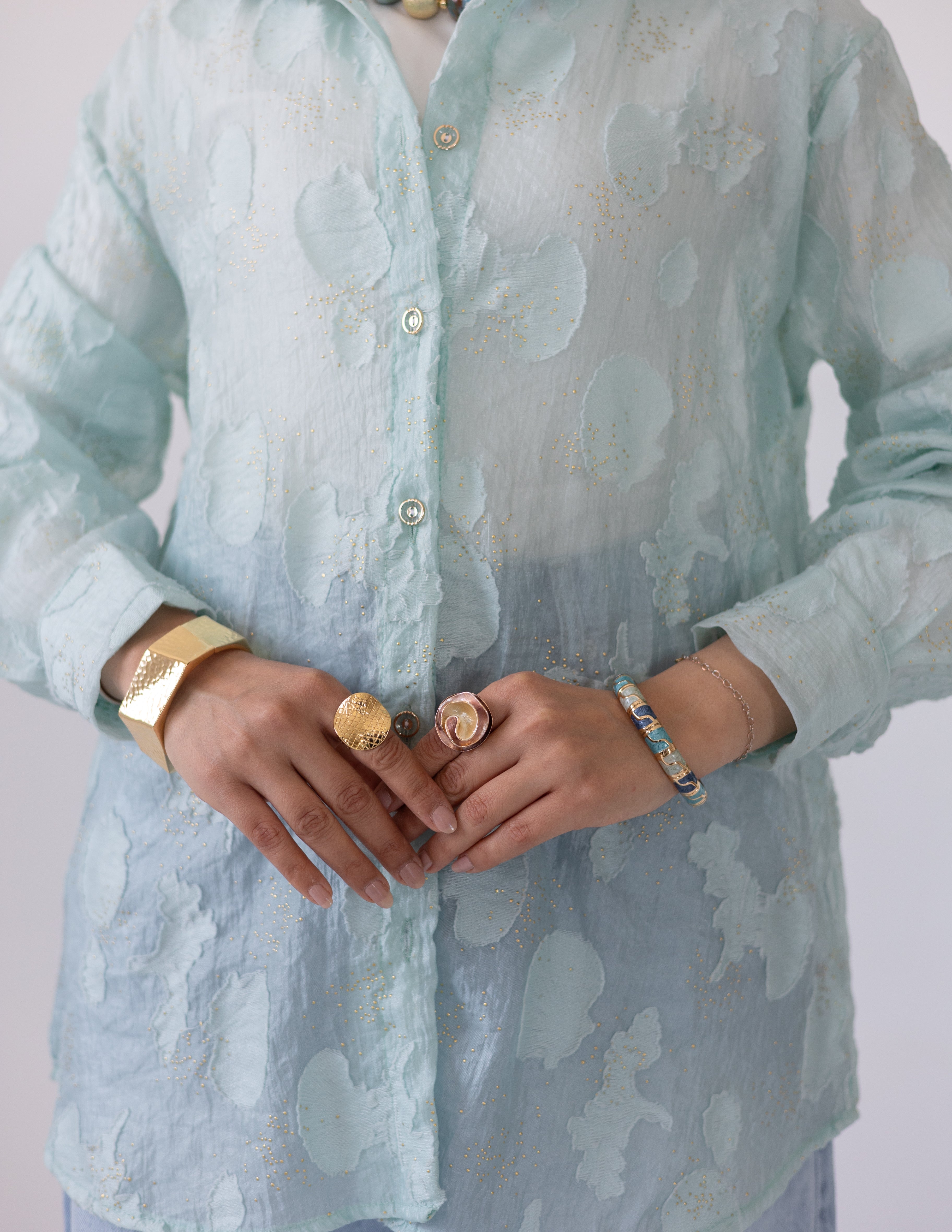 Sheer Blush Shirt — Mint Green
