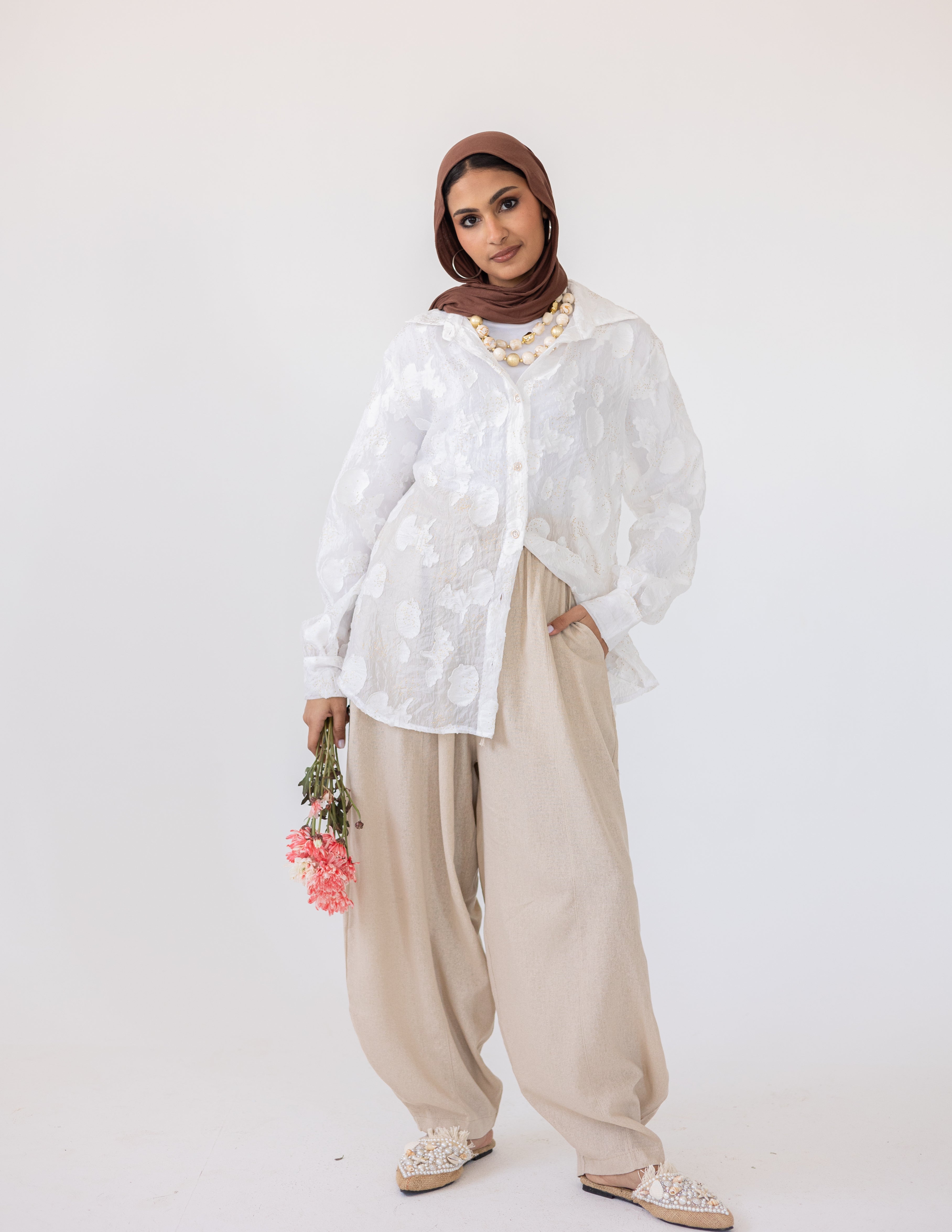 Linen Balloon Fit — Beige