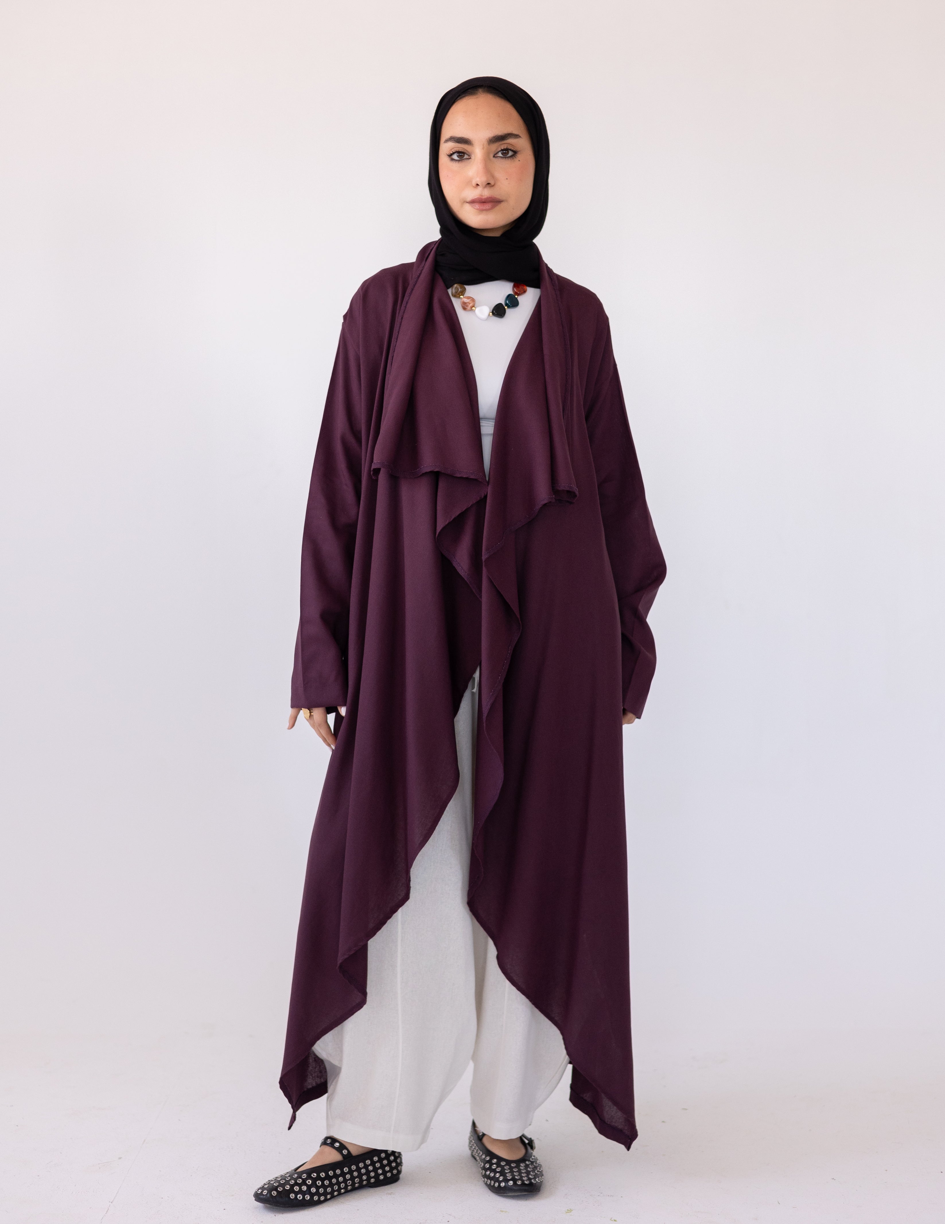 Zyra Linen Cardigan — Grape Purple
