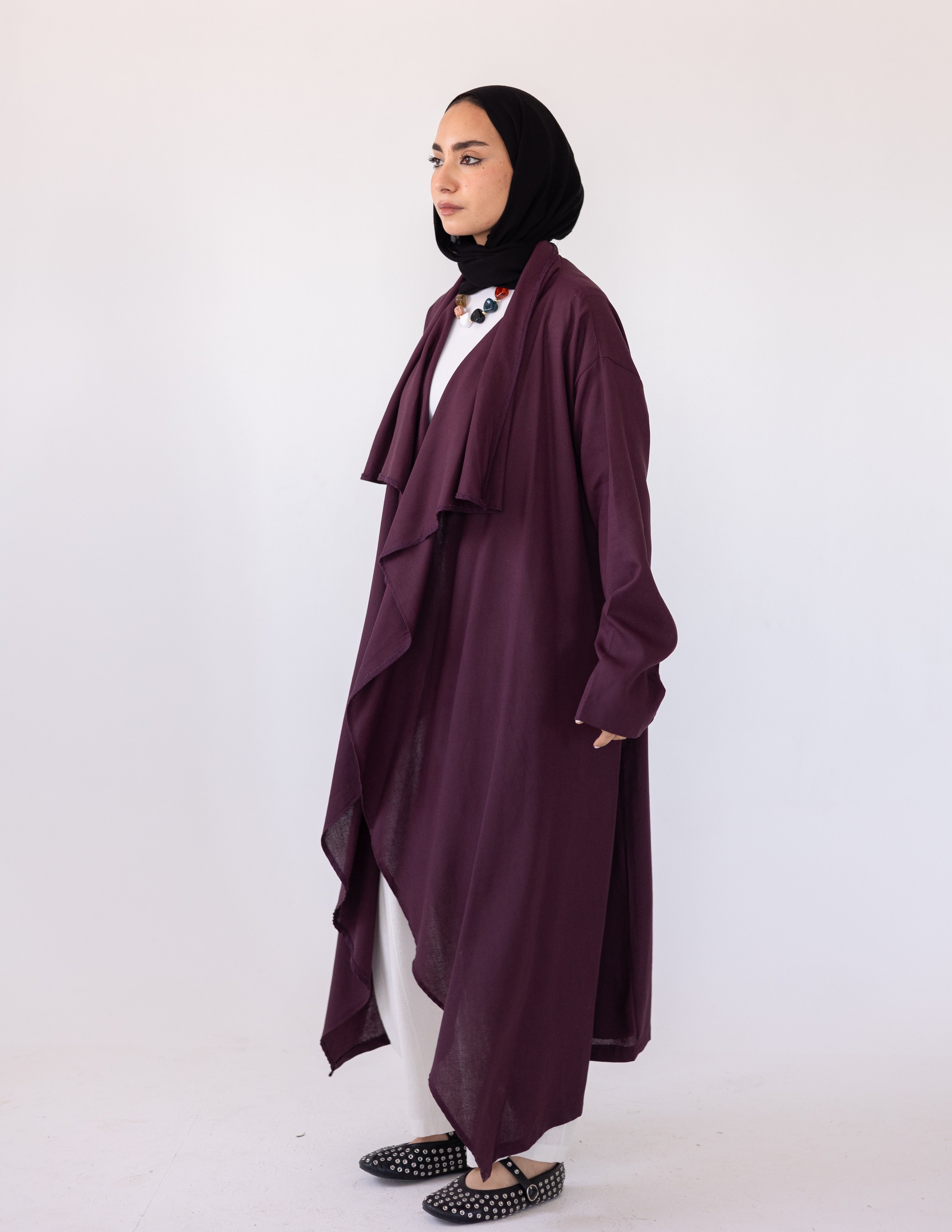 Zyra Linen Cardigan — Grape Purple