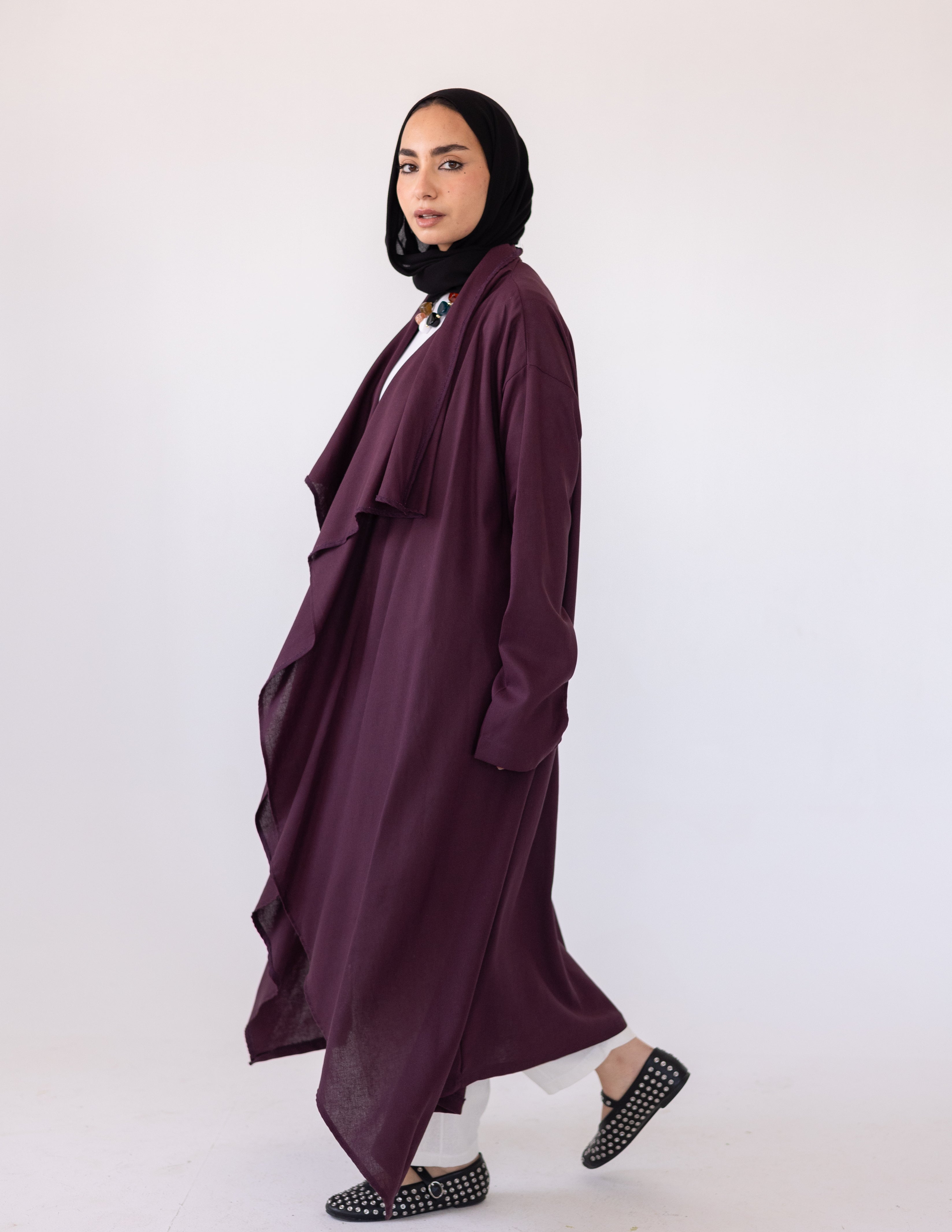 Zyra Linen Cardigan — Grape Purple