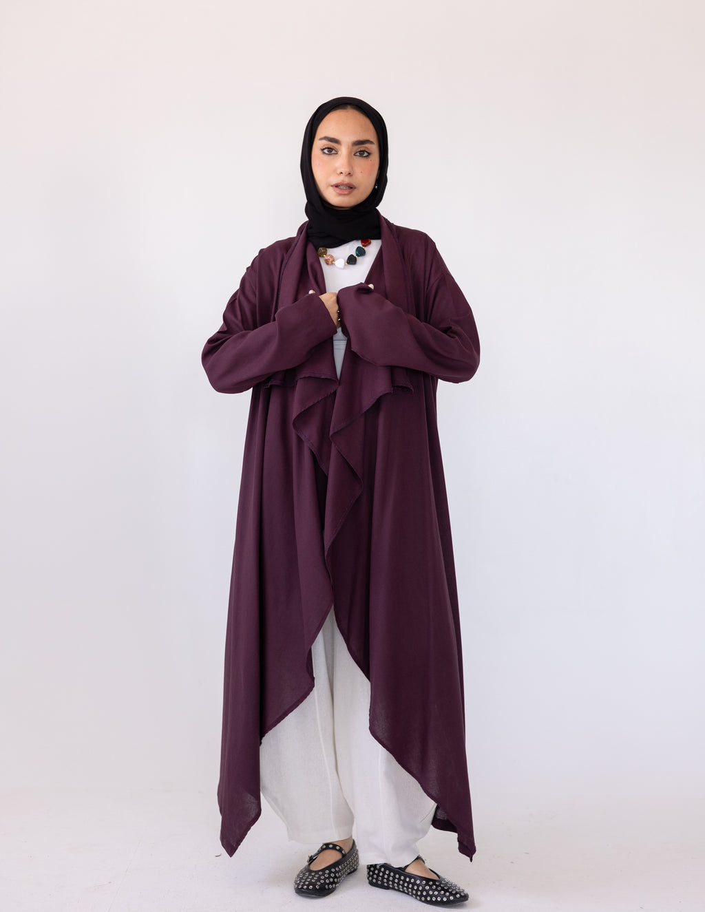 Zyra Linen Cardigan — Grape Purple
