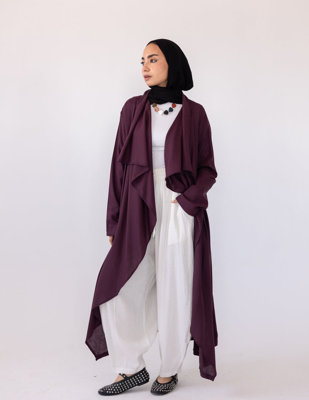 Zyra Linen Cardigan — Grape Purple