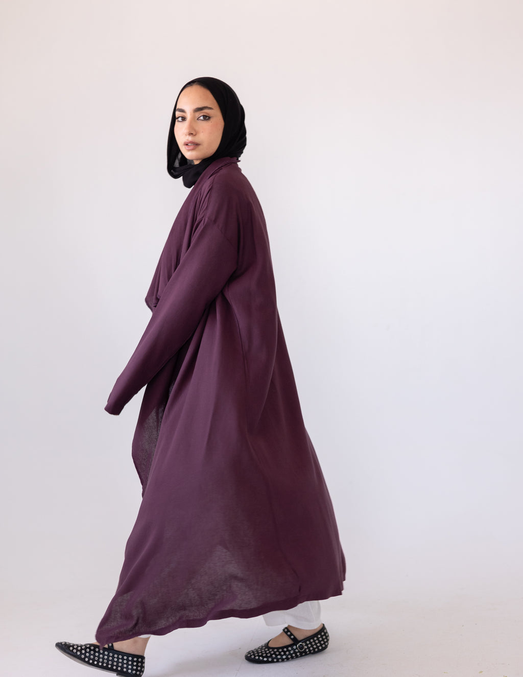 Zyra Linen Cardigan — Grape Purple