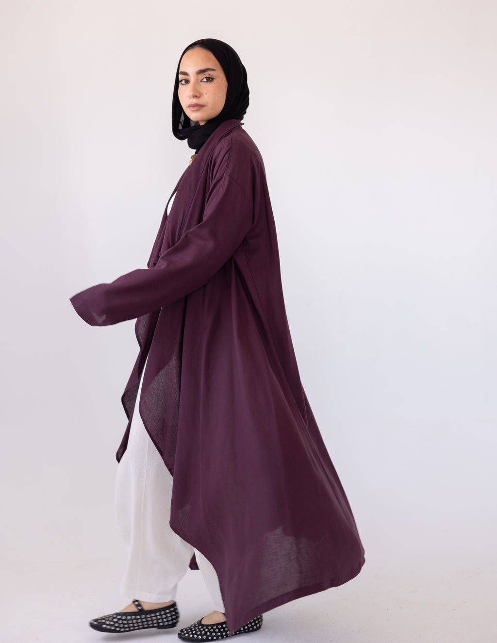 Zyra Linen Cardigan — Grape Purple