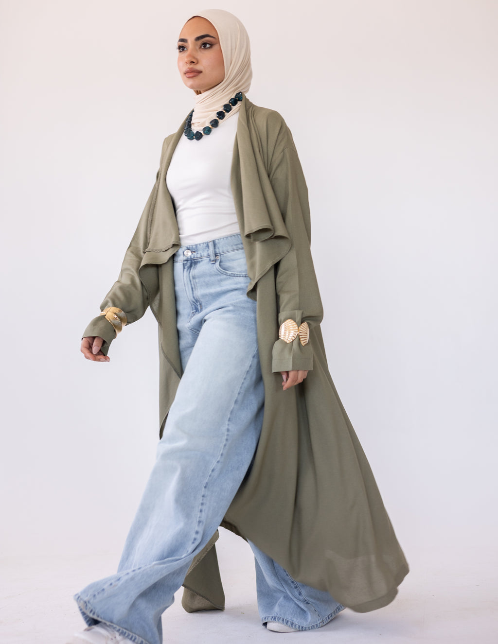 Zyra linen cardigan — Olive