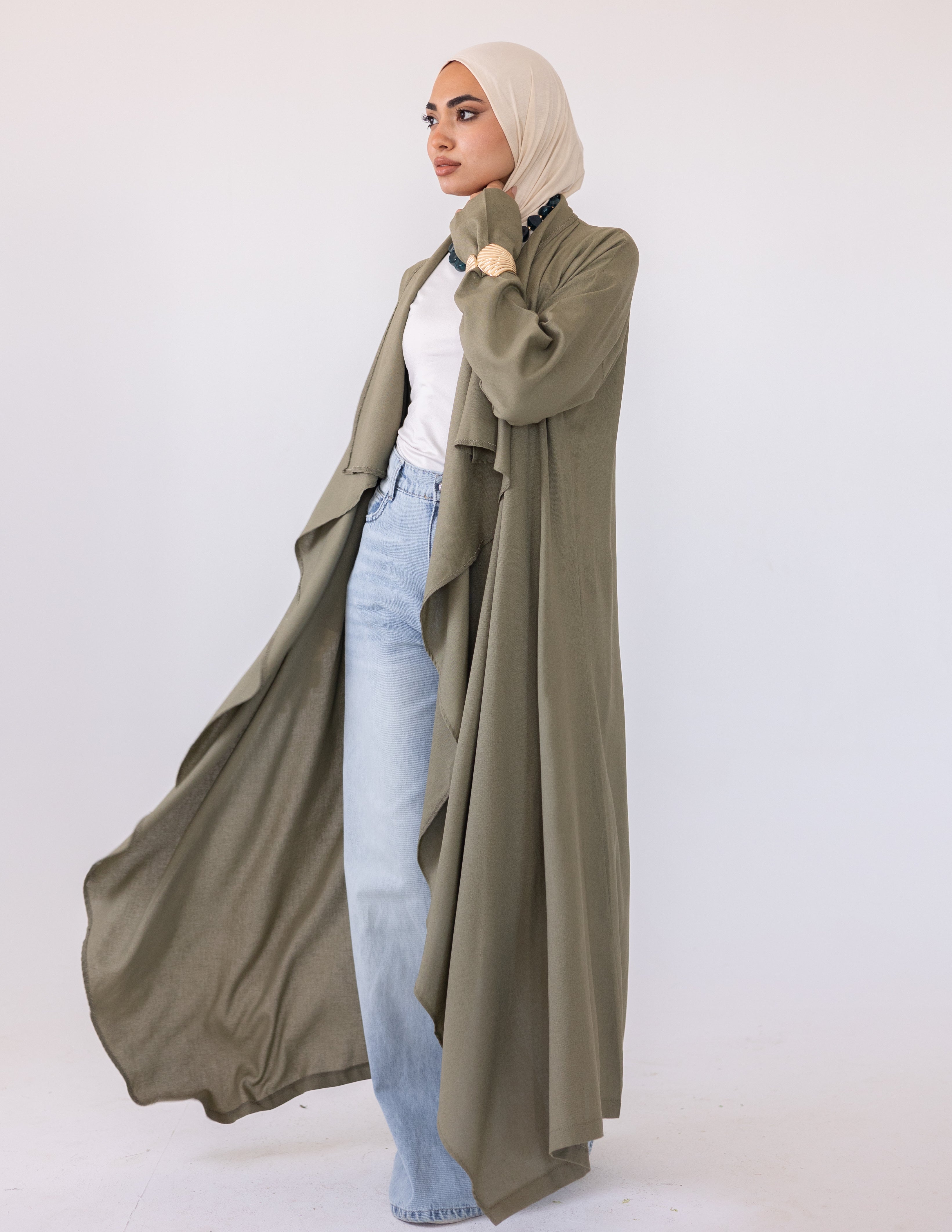 Zyra linen cardigan — Olive