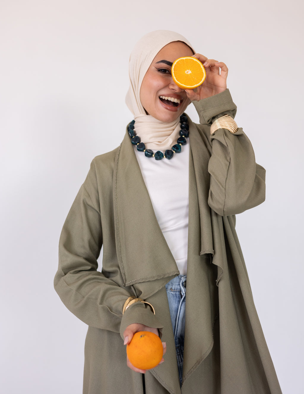 Zyra linen cardigan — Olive