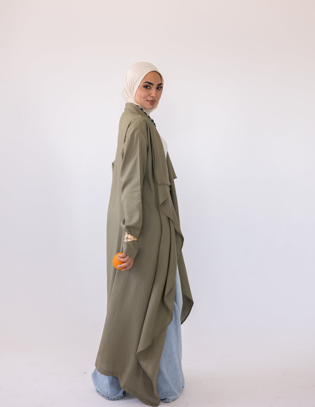Zyra linen cardigan — Olive
