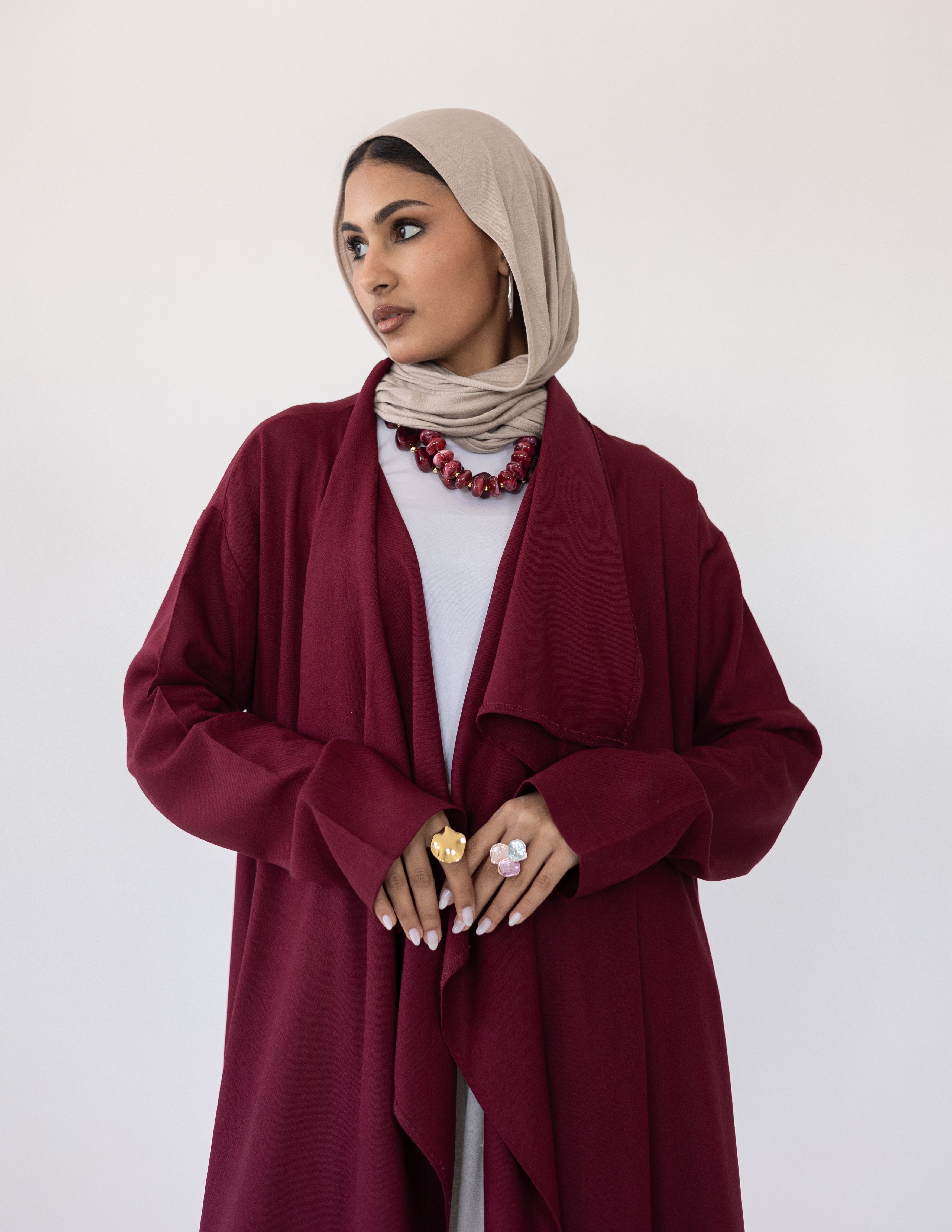 Zyra Linen Cardigan — Burgundy
