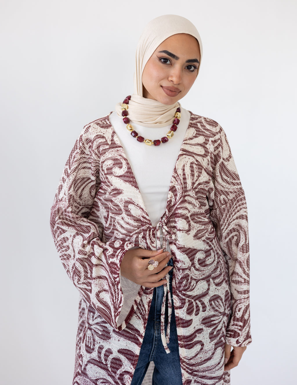 Coral Reef Cardigan — Burgundy