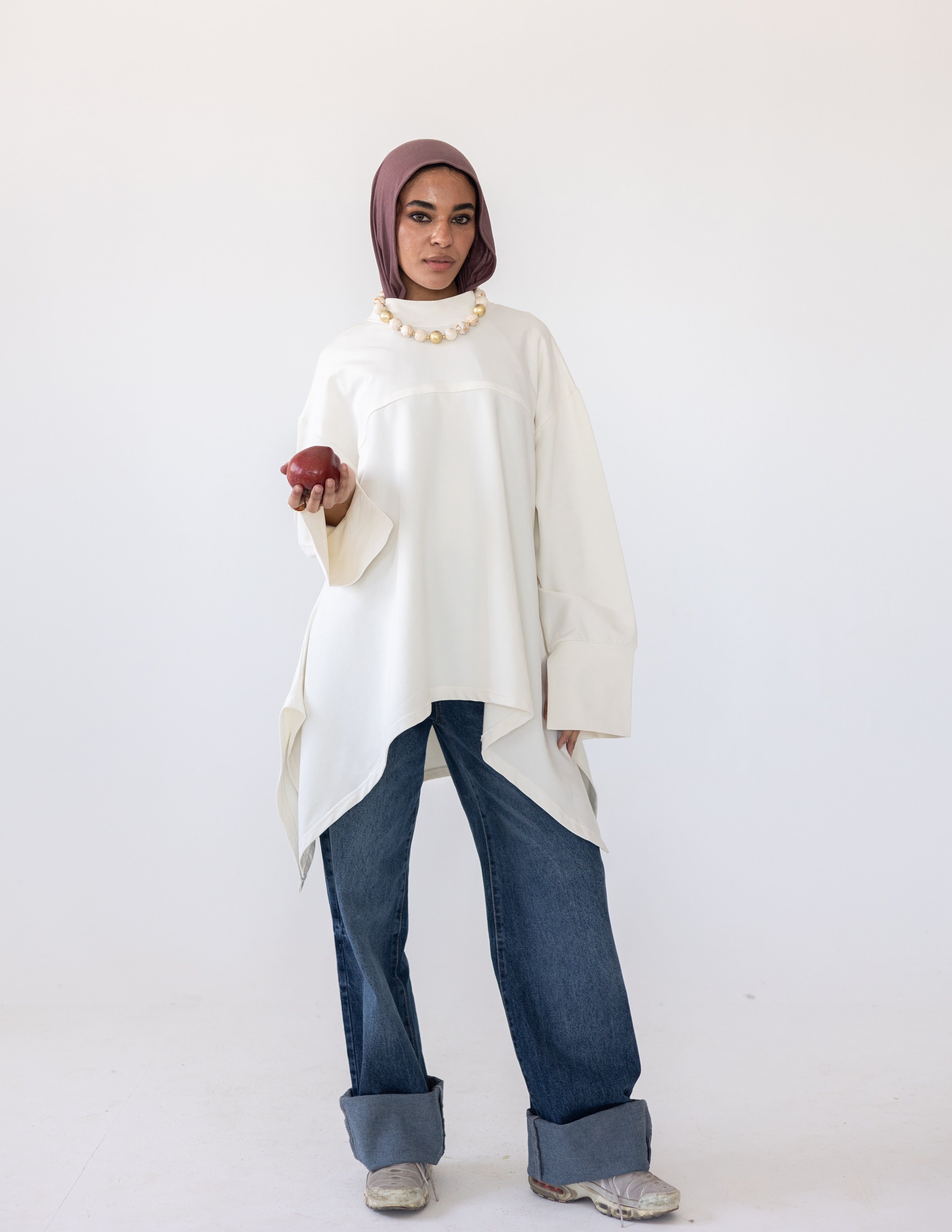 High-Low Cotton Top — Off-White