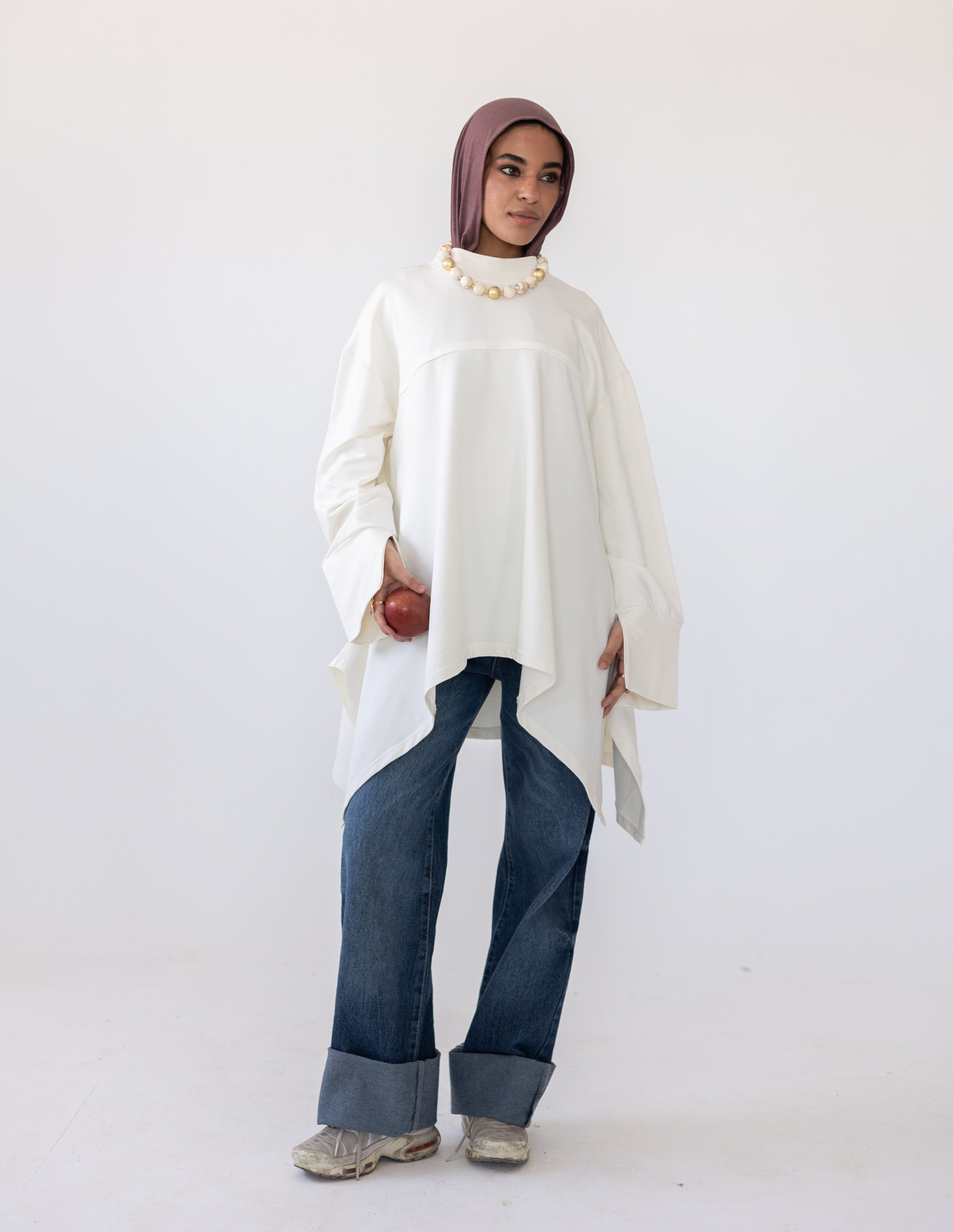 High-Low Cotton Top — Off-White
