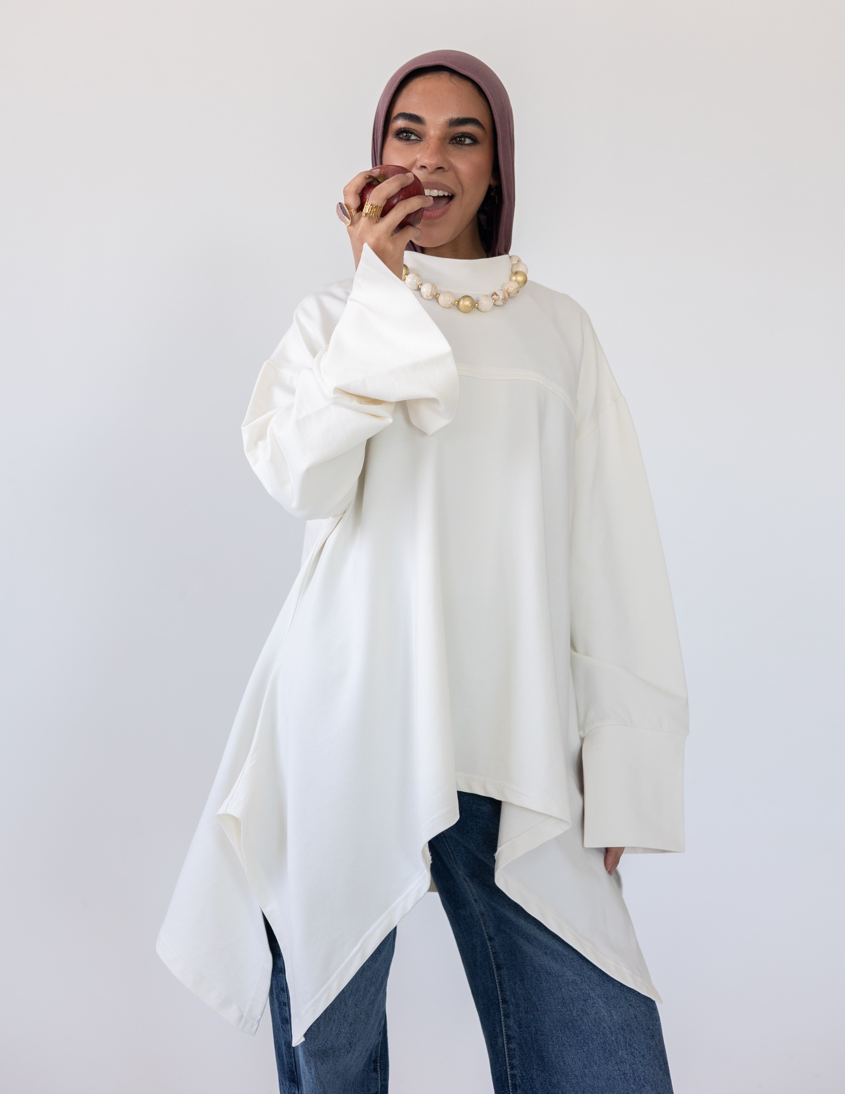 High-Low Cotton Top — Off-White
