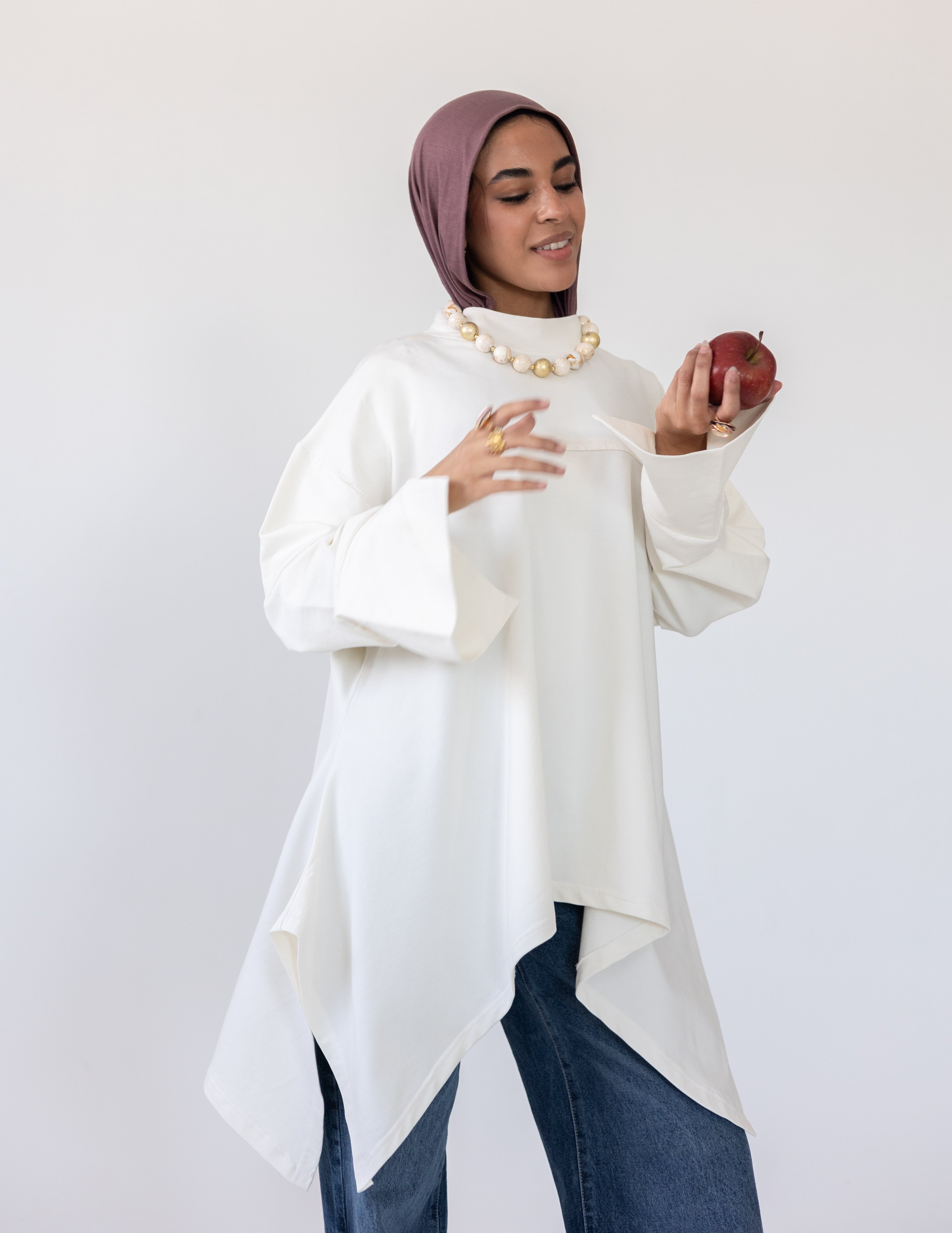 High-Low Cotton Top — Off-White