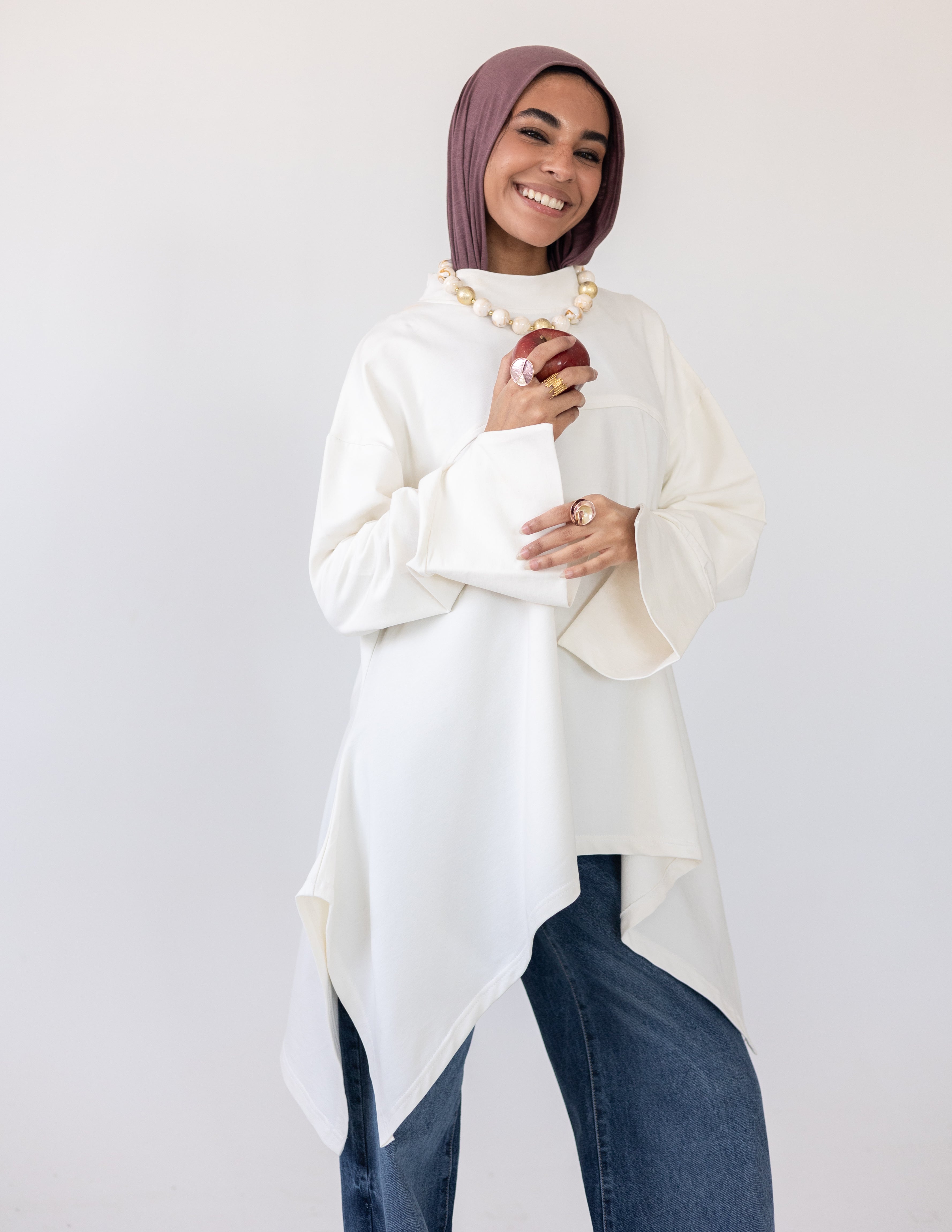 High-Low Cotton Top — Off-White