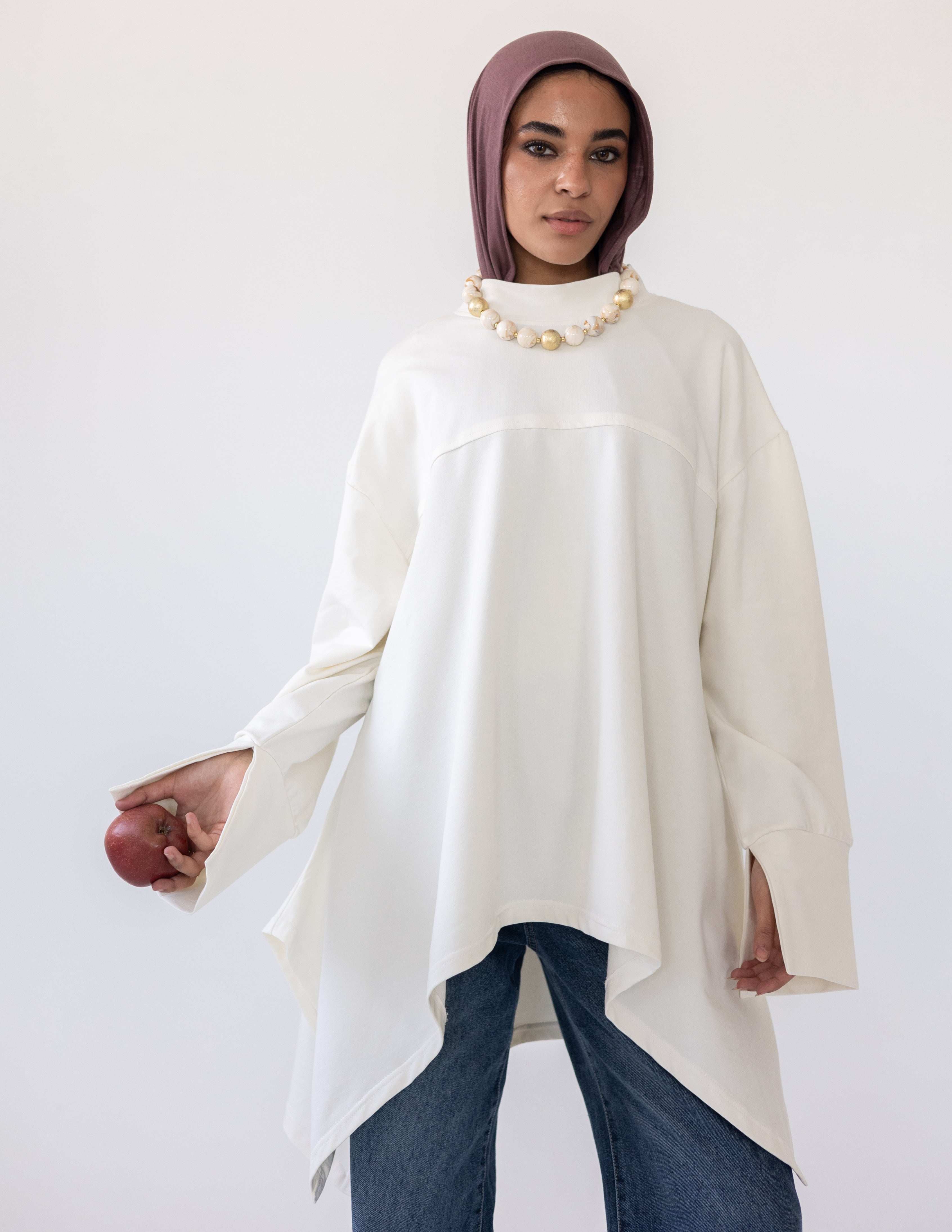 High-Low Cotton Top — Off-White