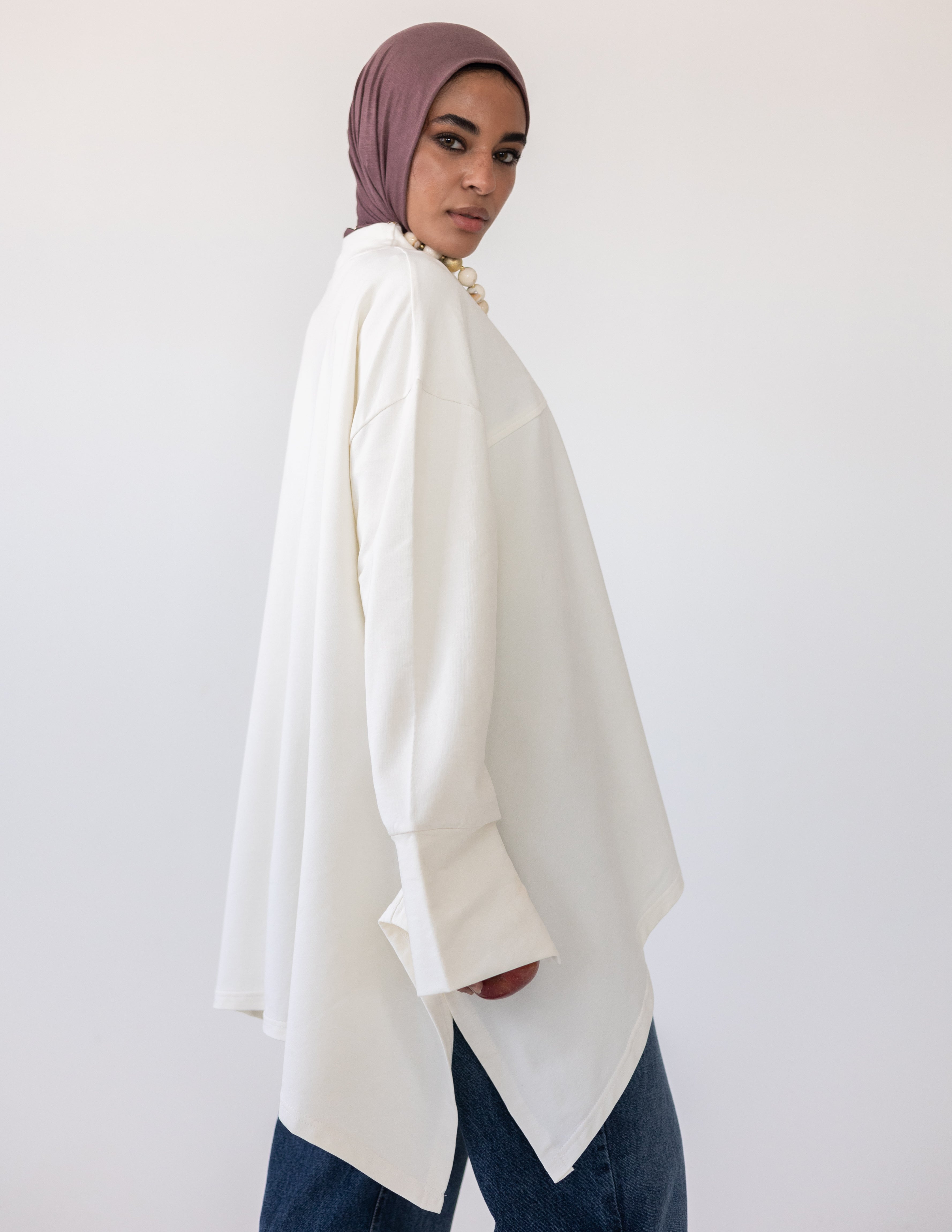 High-Low Cotton Top — Off-White
