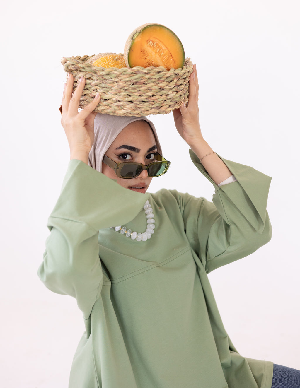 High-Low Cotton Top — Olive