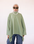 High-Low Cotton Top — Olive