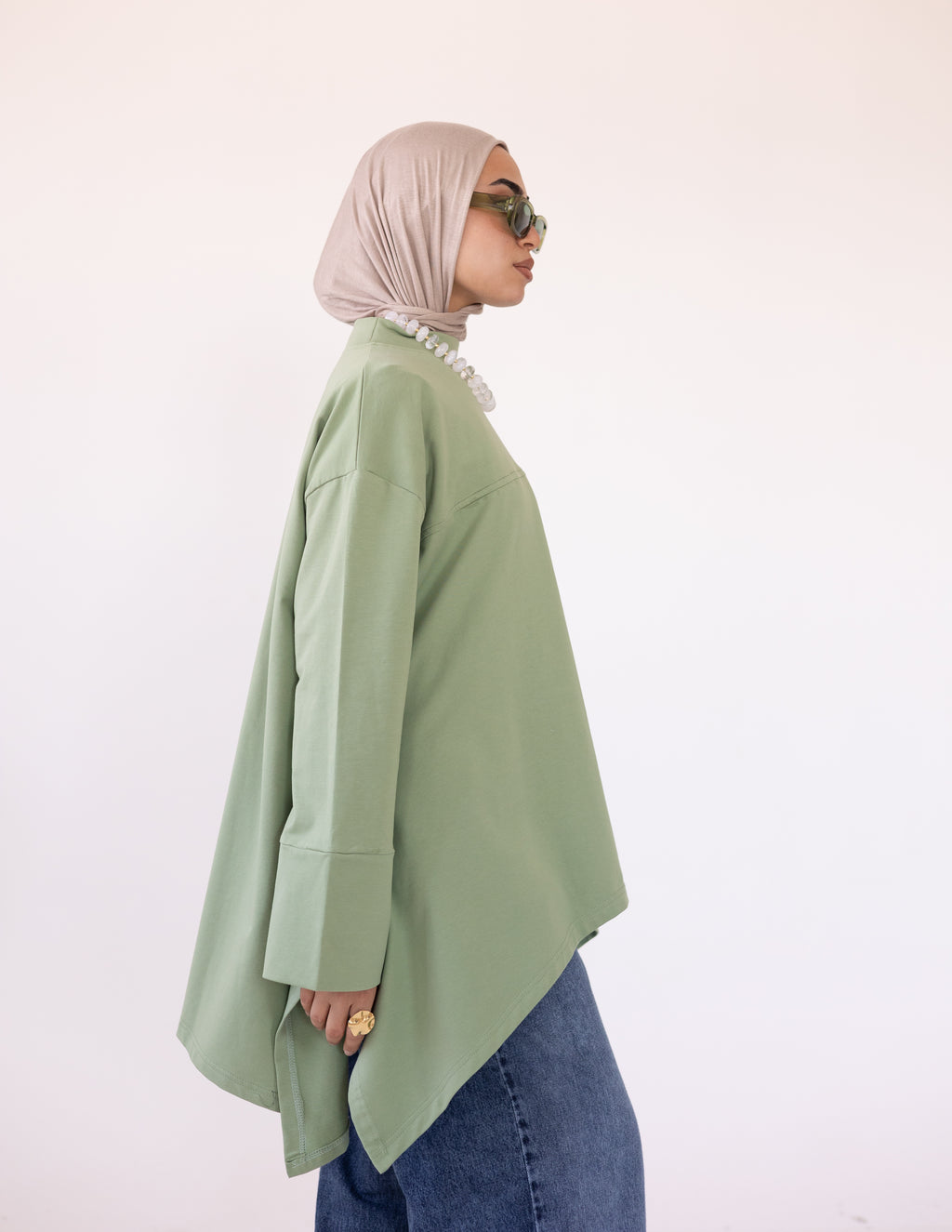 High-Low Cotton Top — Olive