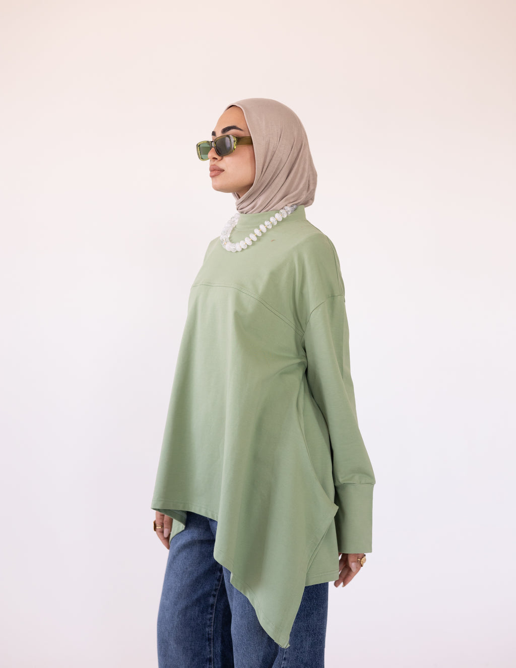 High-Low Cotton Top — Olive