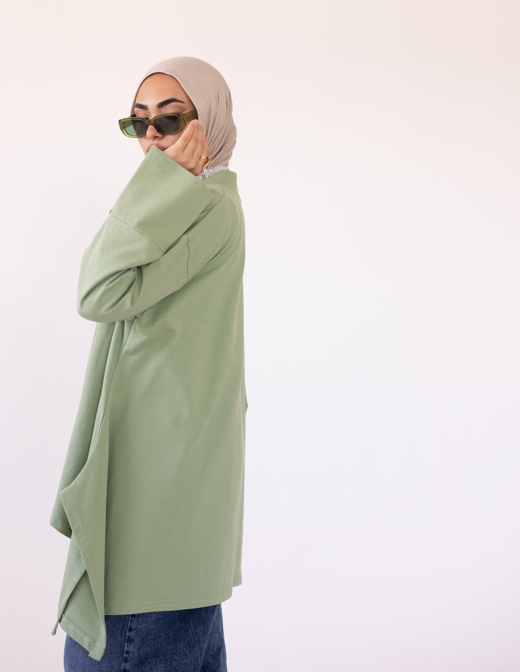 High-Low Cotton Top — Olive