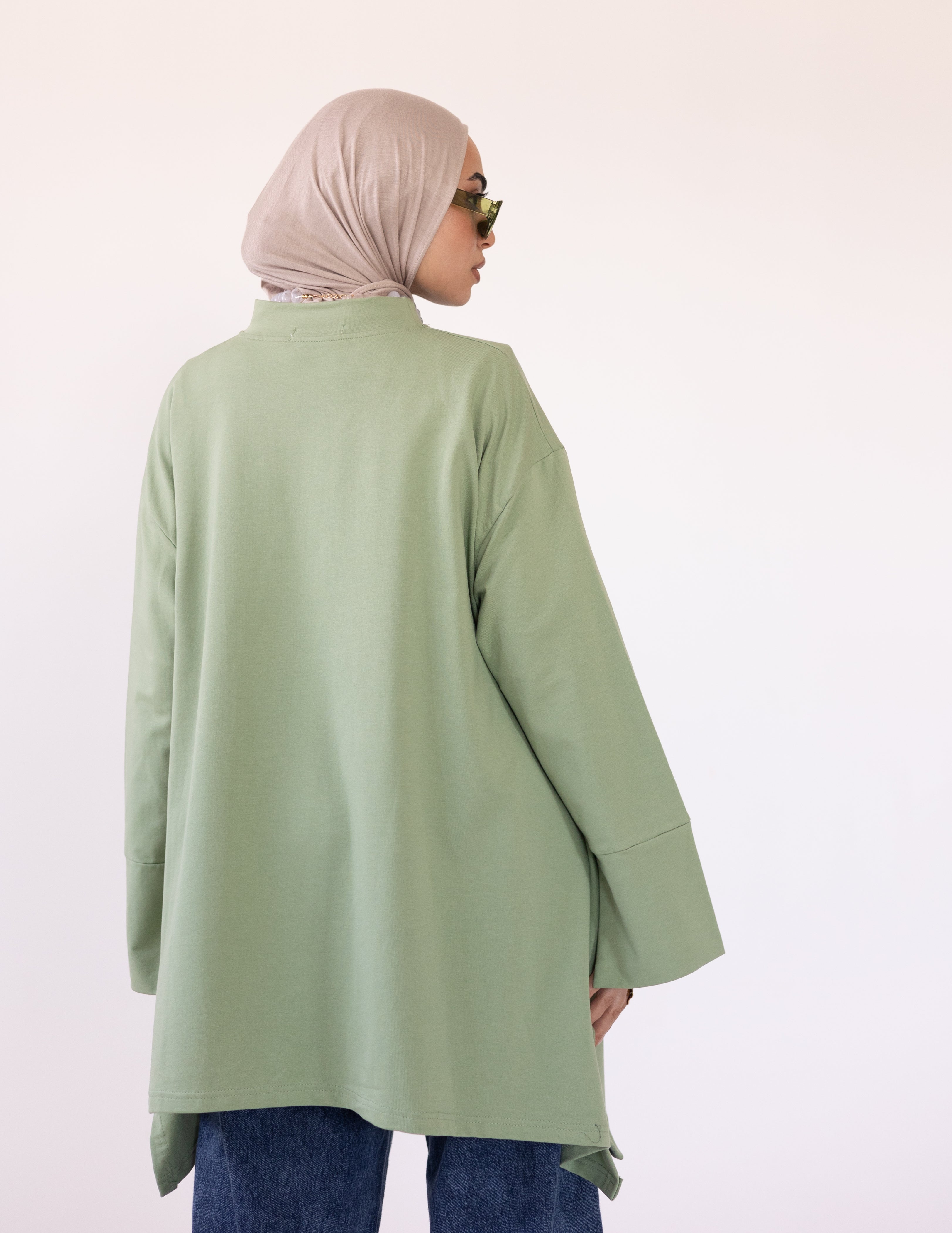 High-Low Cotton Top — Olive