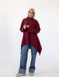 High-Low Cotton Top —Burgundy