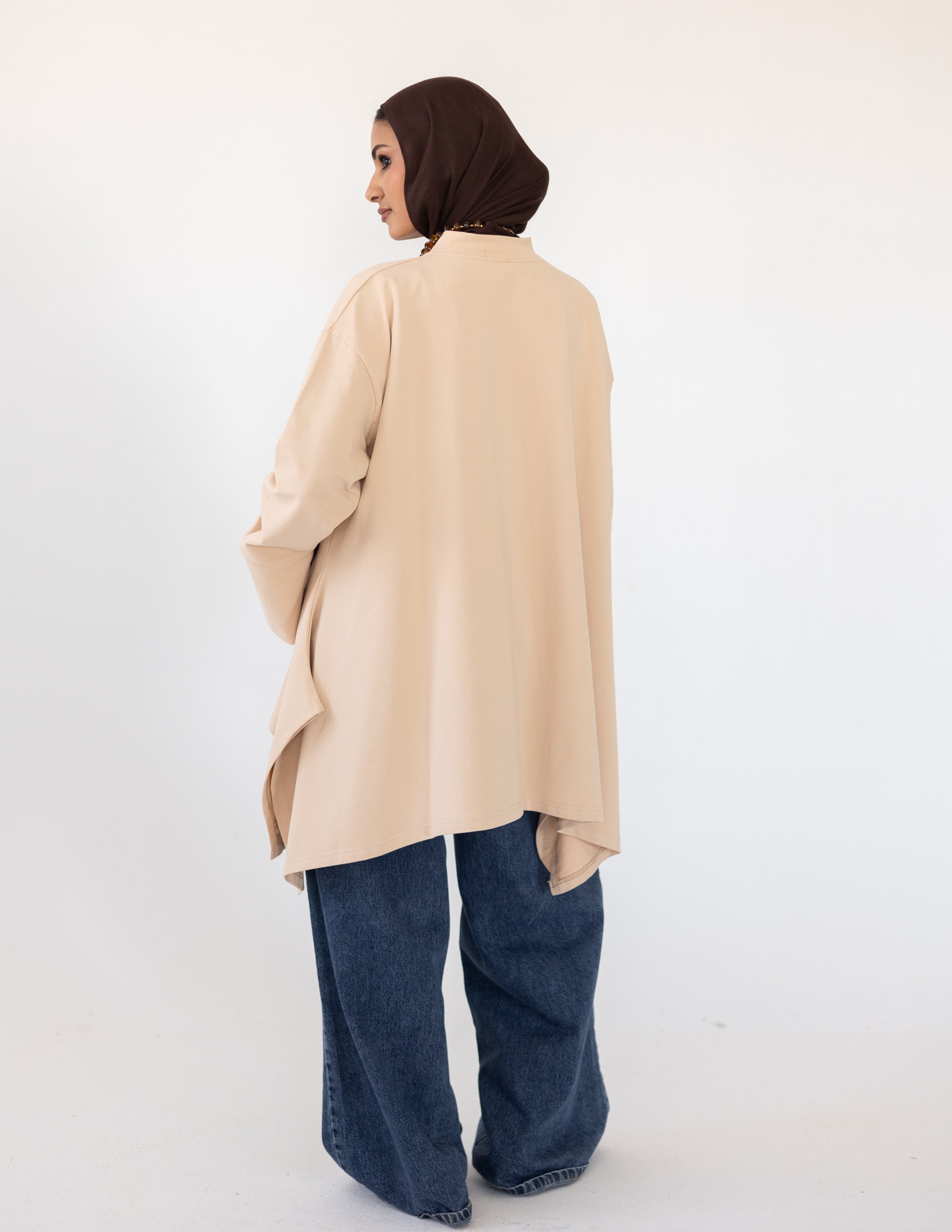 High-Low Cotton Top — Beige