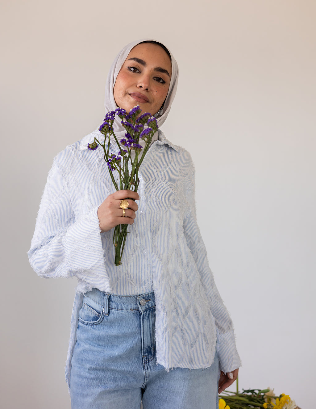 Prisma Textured Shirt — Baby Blue