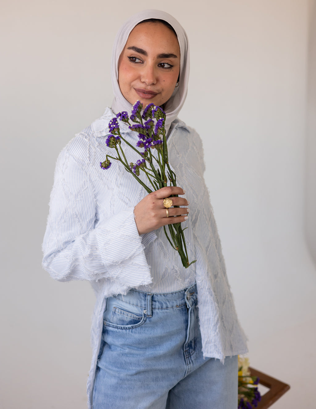 Prisma Textured Shirt — Baby Blue