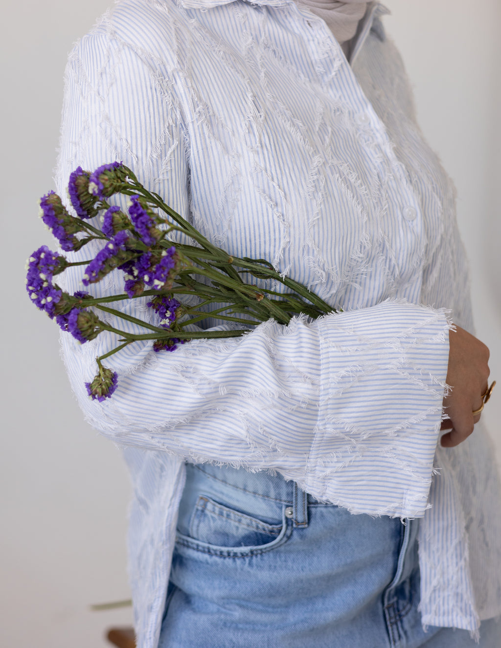 Prisma Textured Shirt — Baby Blue