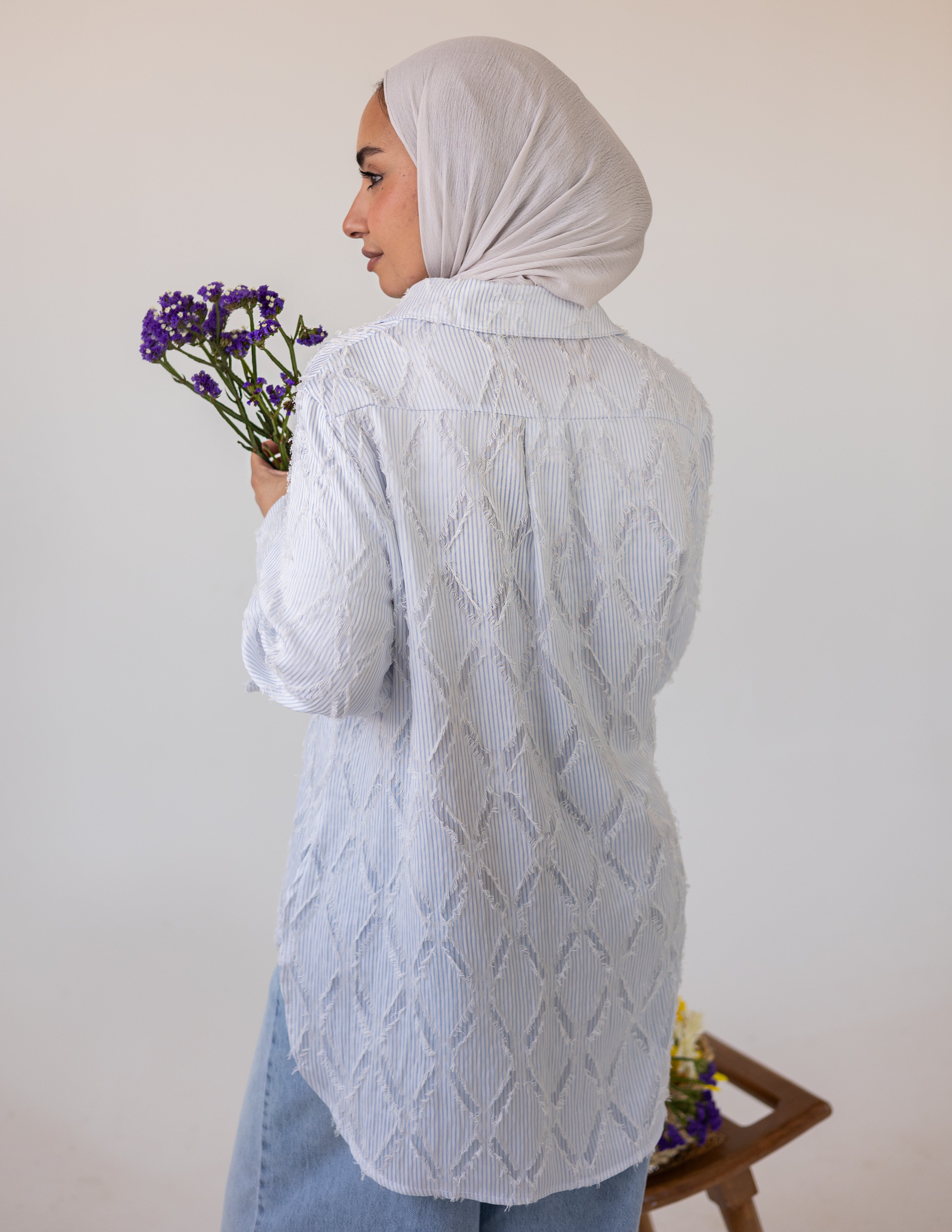 Prisma Textured Shirt — Baby Blue