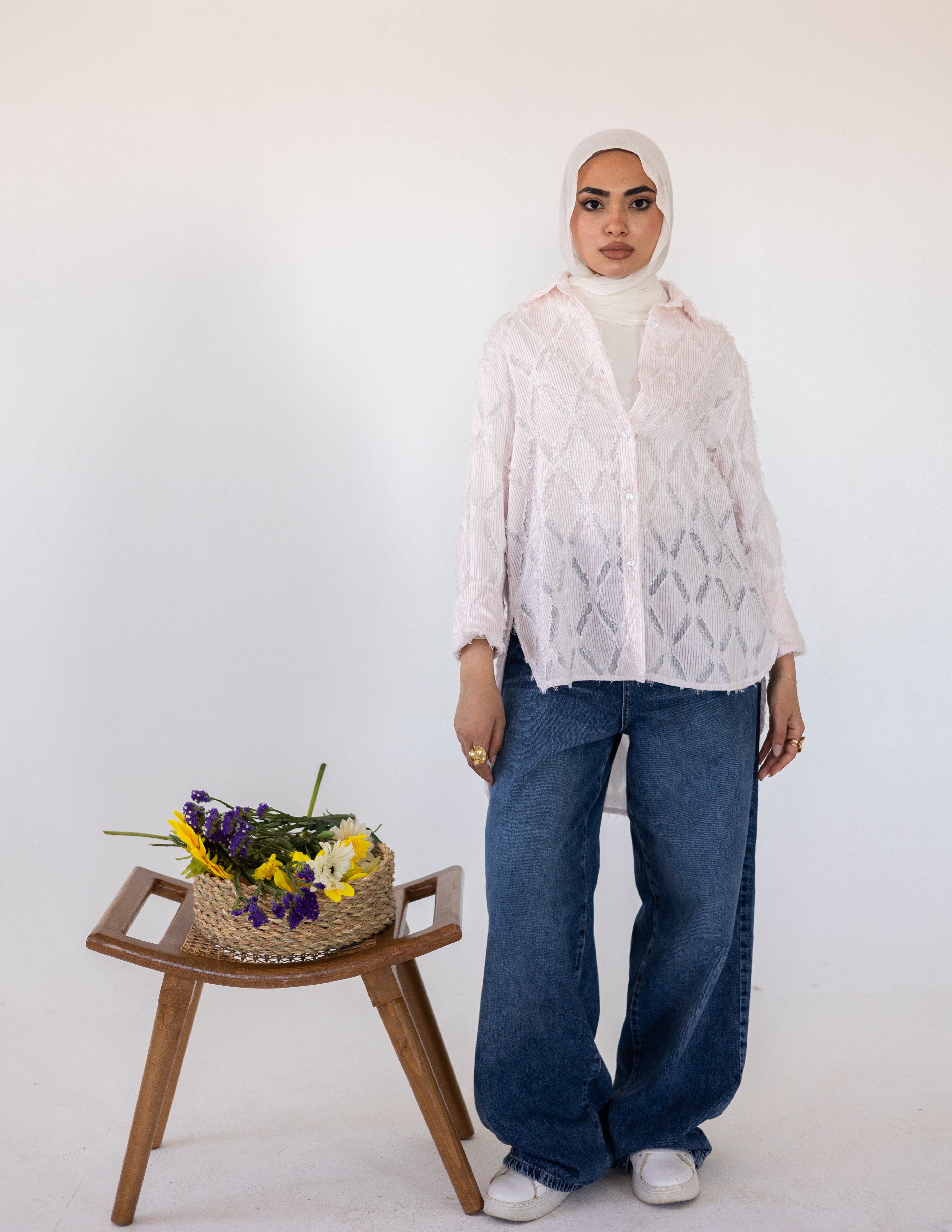 Prisma Textured Shirt — Baby Pink