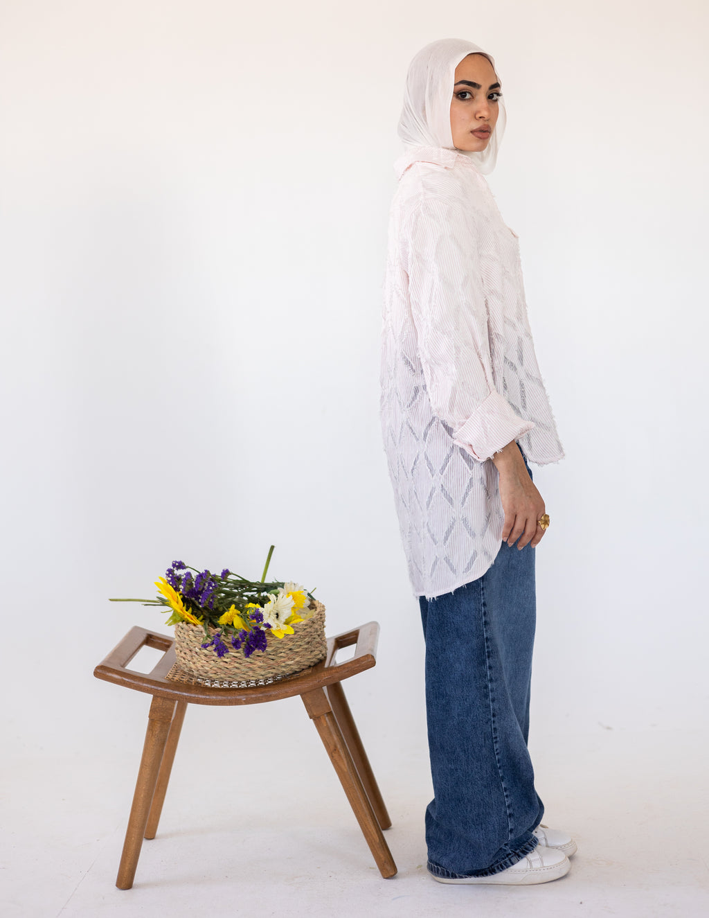 Prisma Textured Shirt — Baby Pink