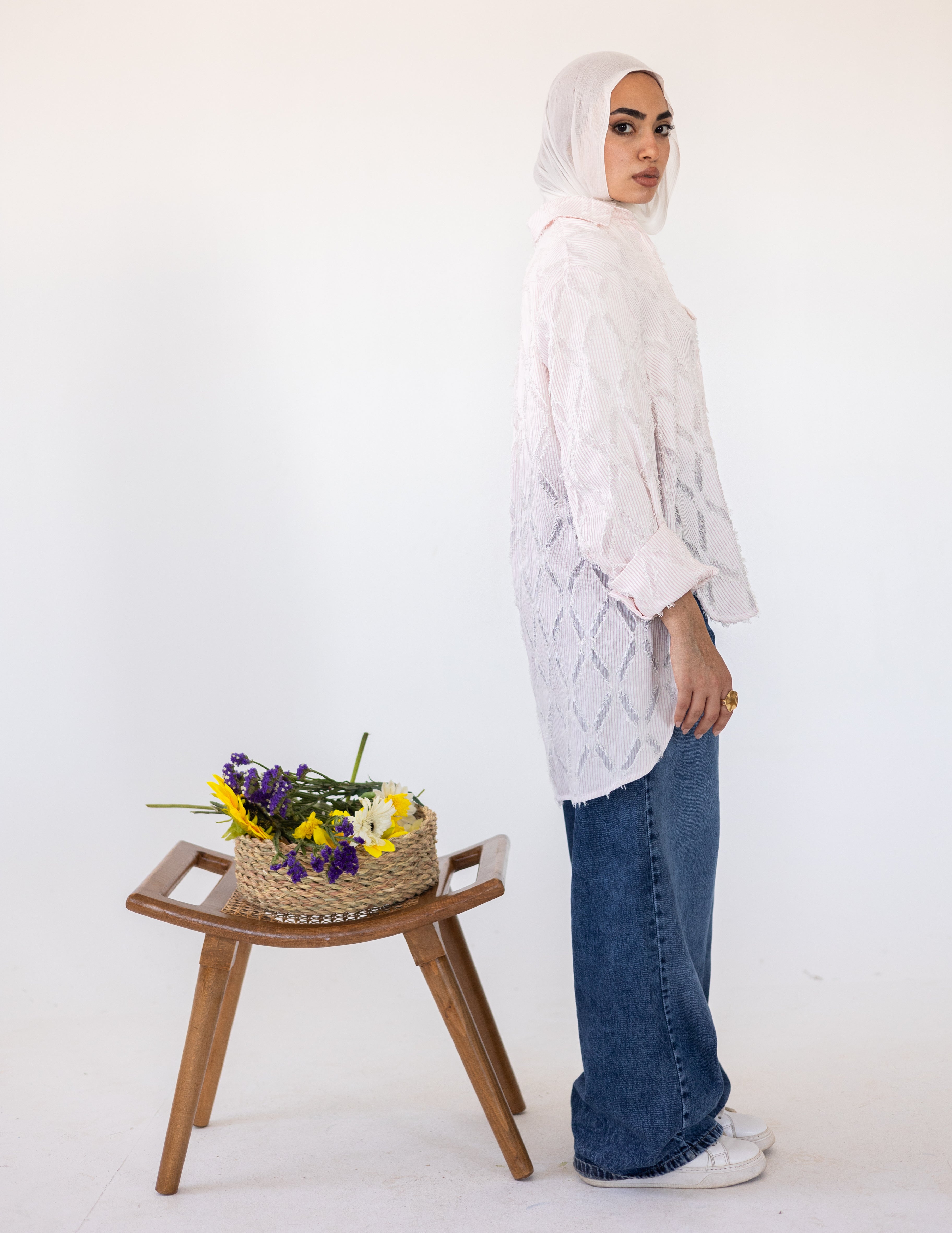 Prisma Textured Shirt — Baby Pink