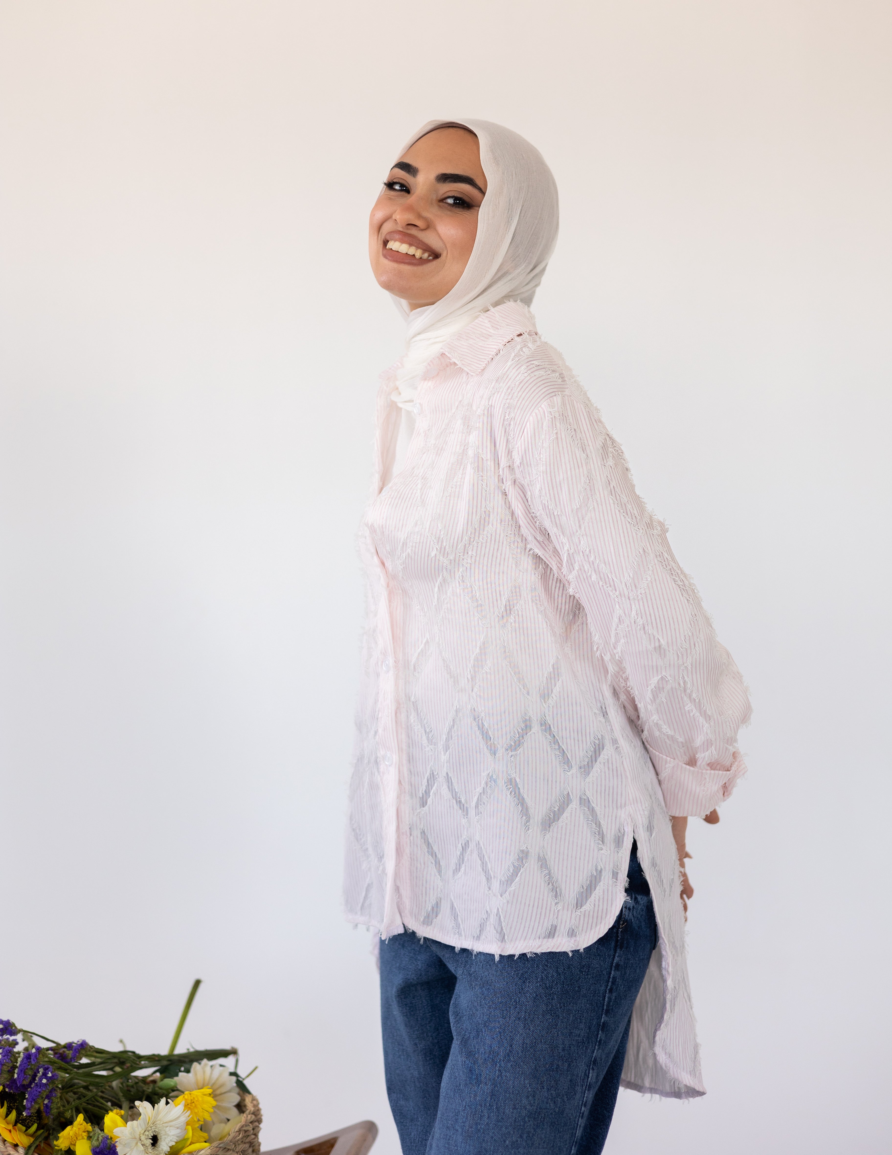 Prisma Textured Shirt — Baby Pink