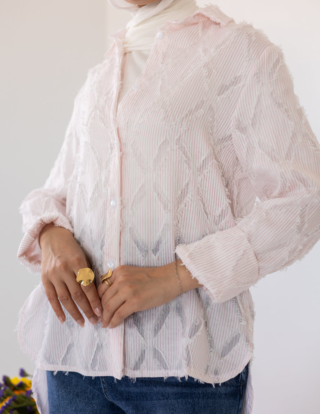 Prisma Textured Shirt — Baby Pink