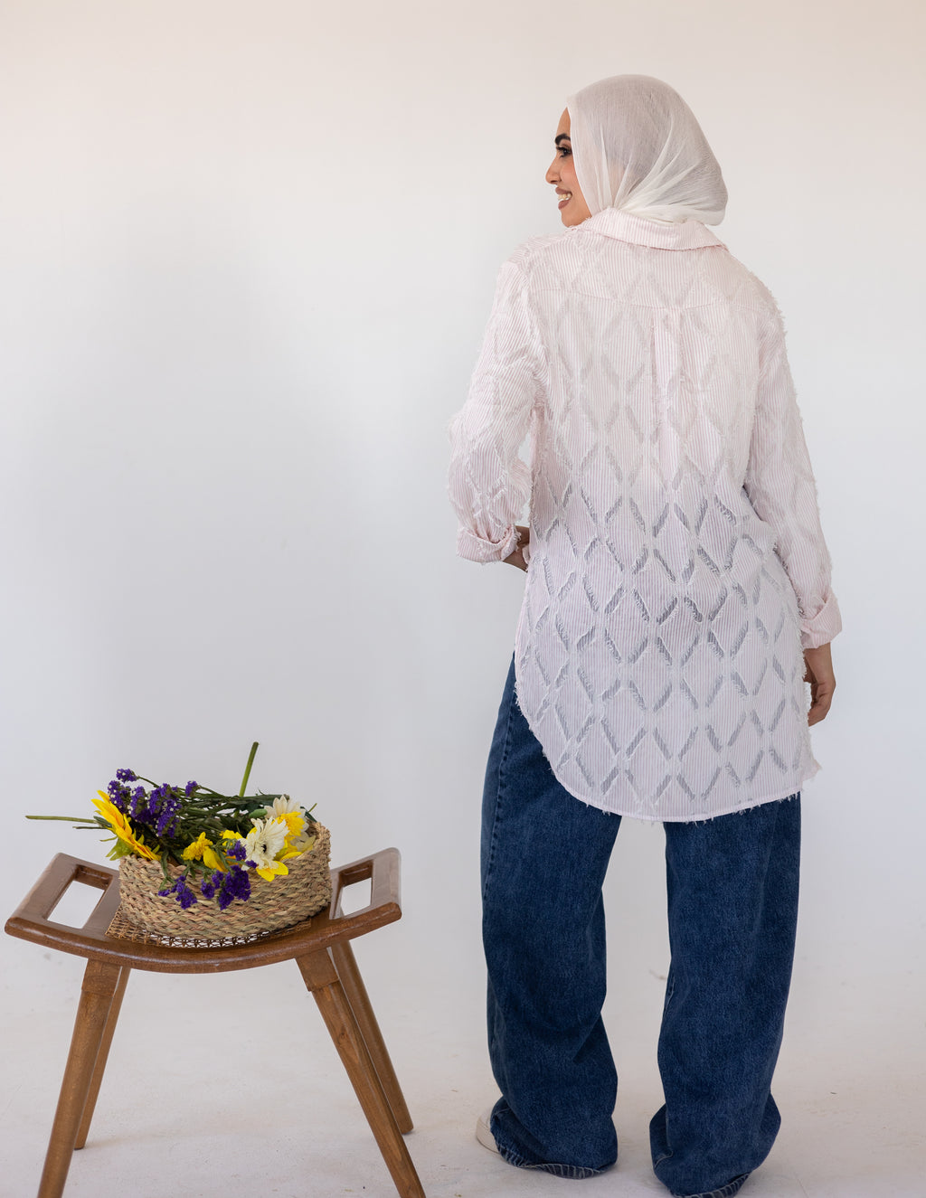Prisma Textured Shirt — Baby Pink