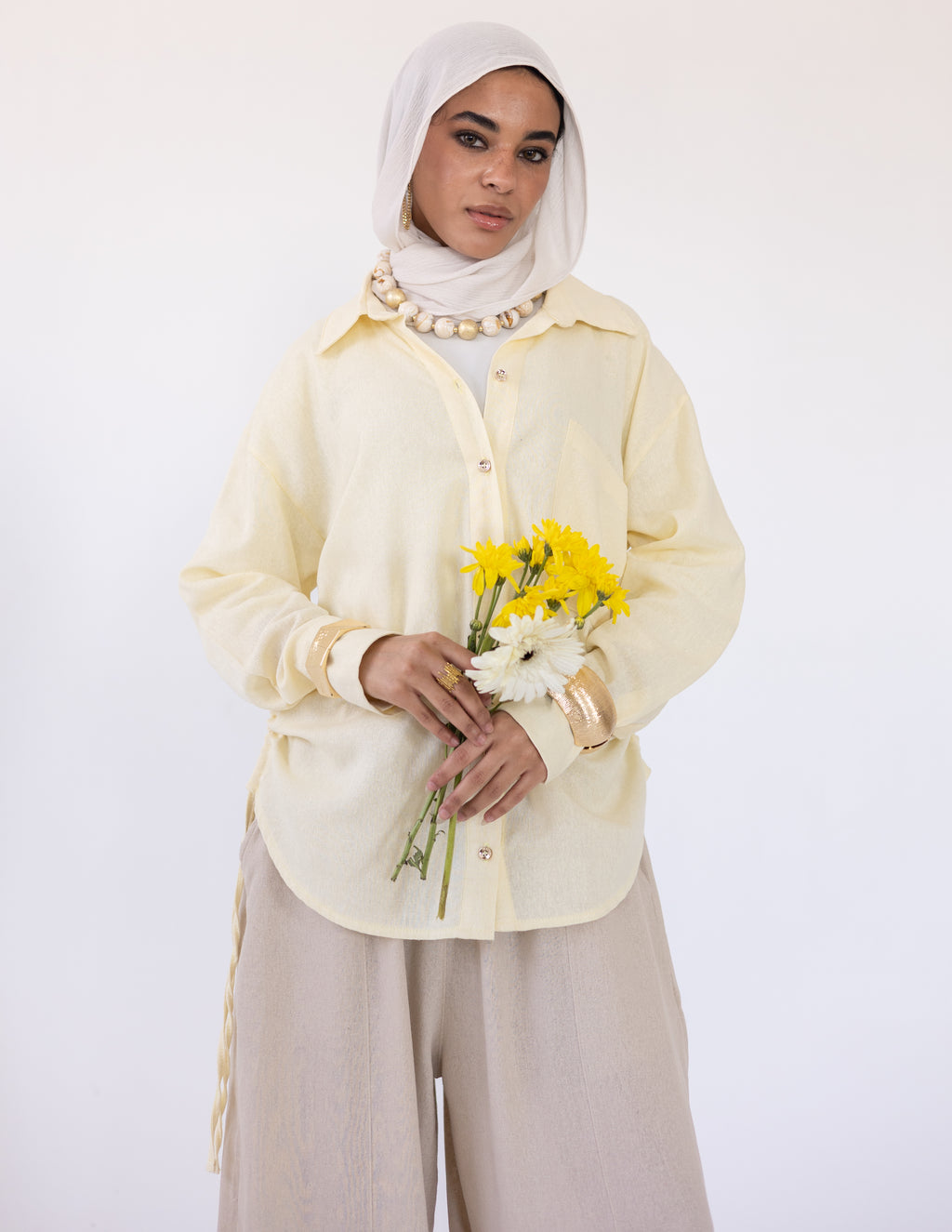 Side-Tie Shirt — Butter Yellow