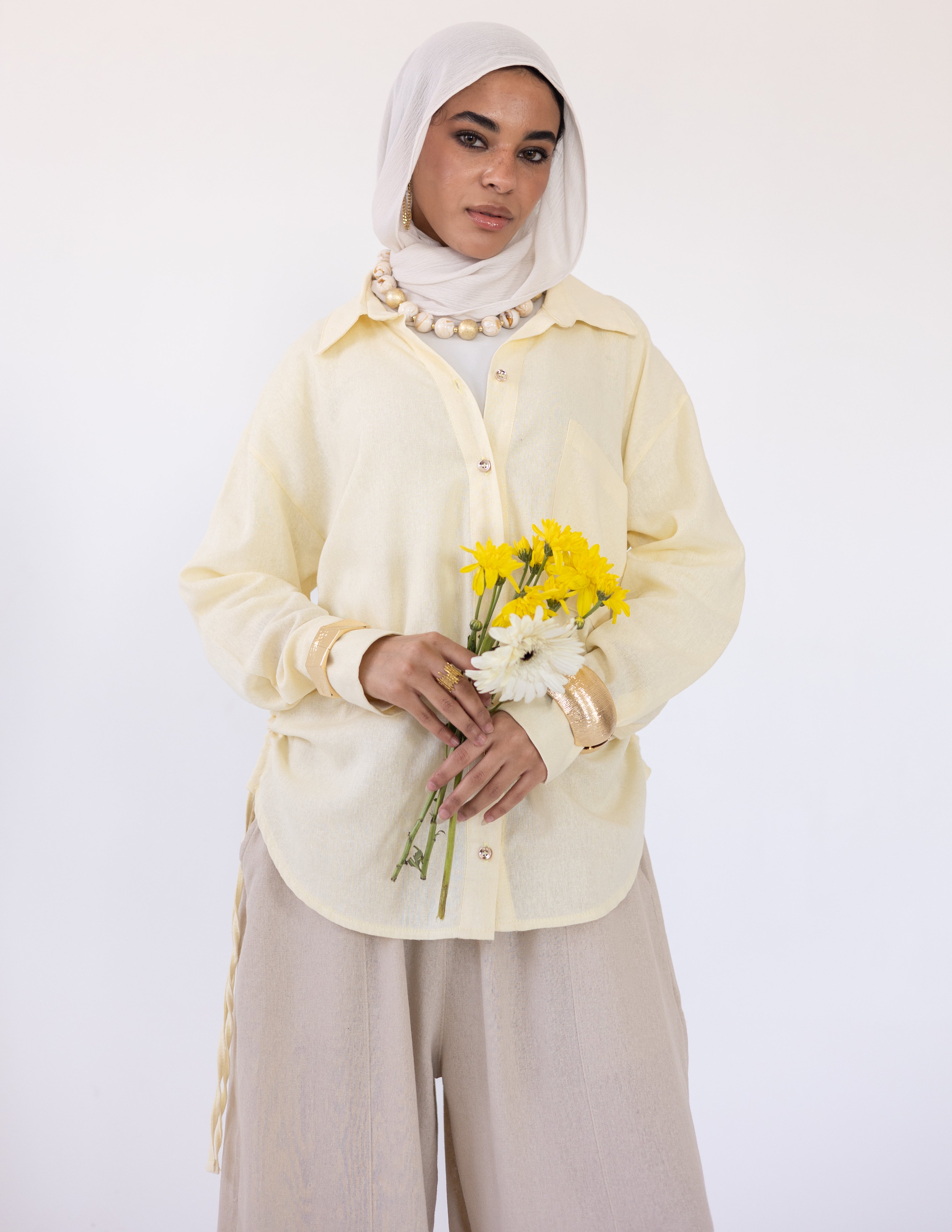 Side-Tie Shirt — Butter Yellow
