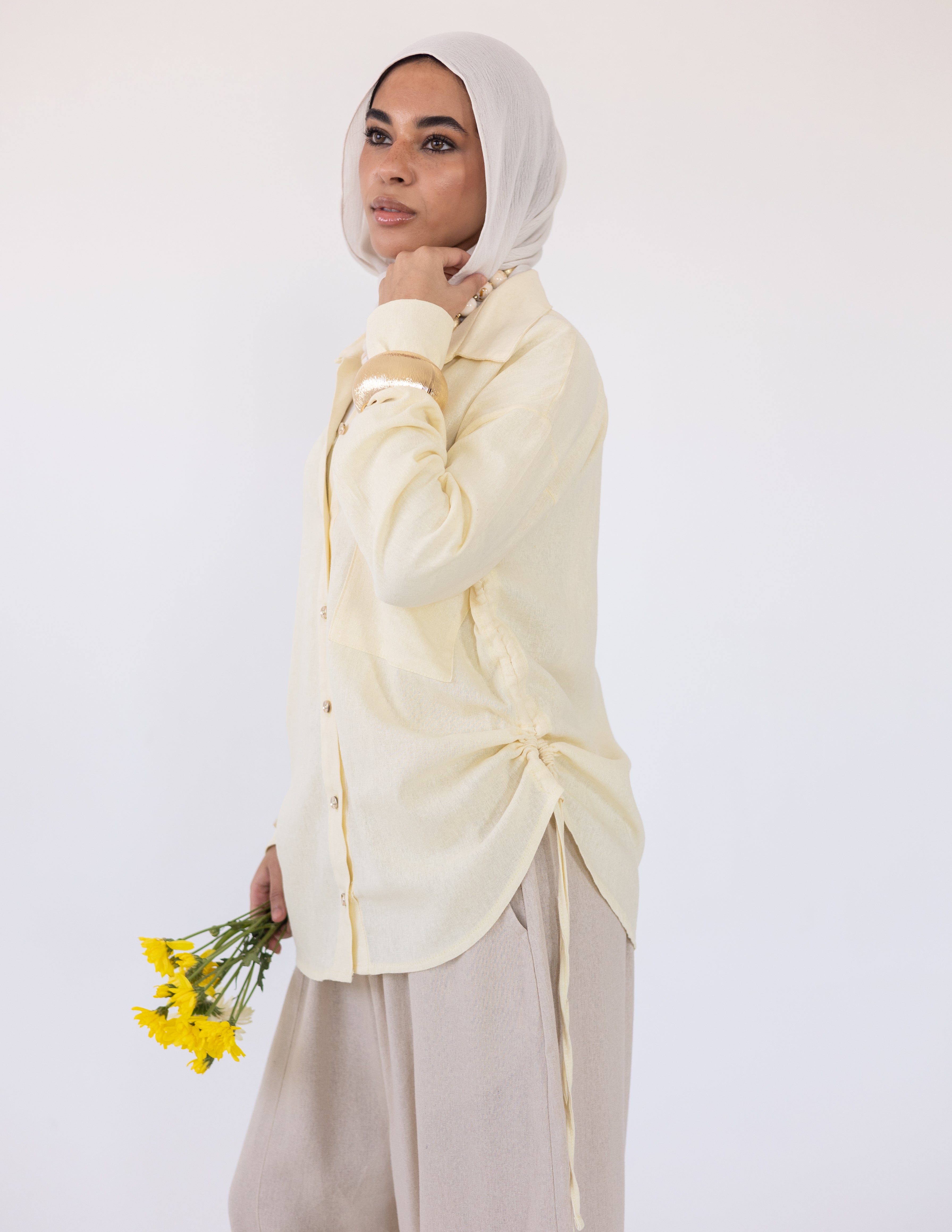 Side-Tie Shirt — Butter Yellow