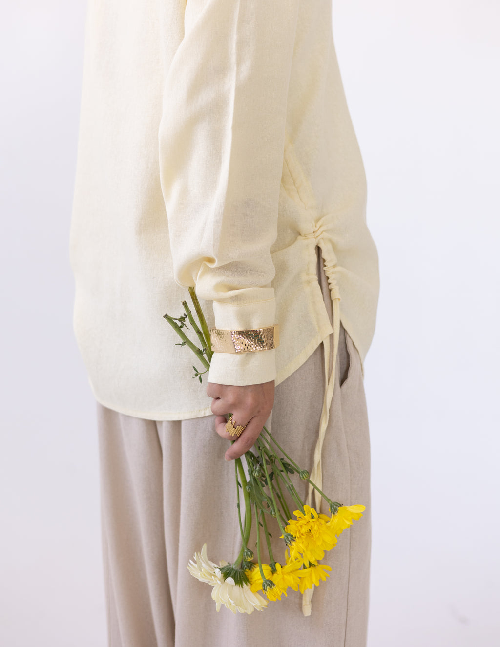 Side-Tie Shirt — Butter Yellow